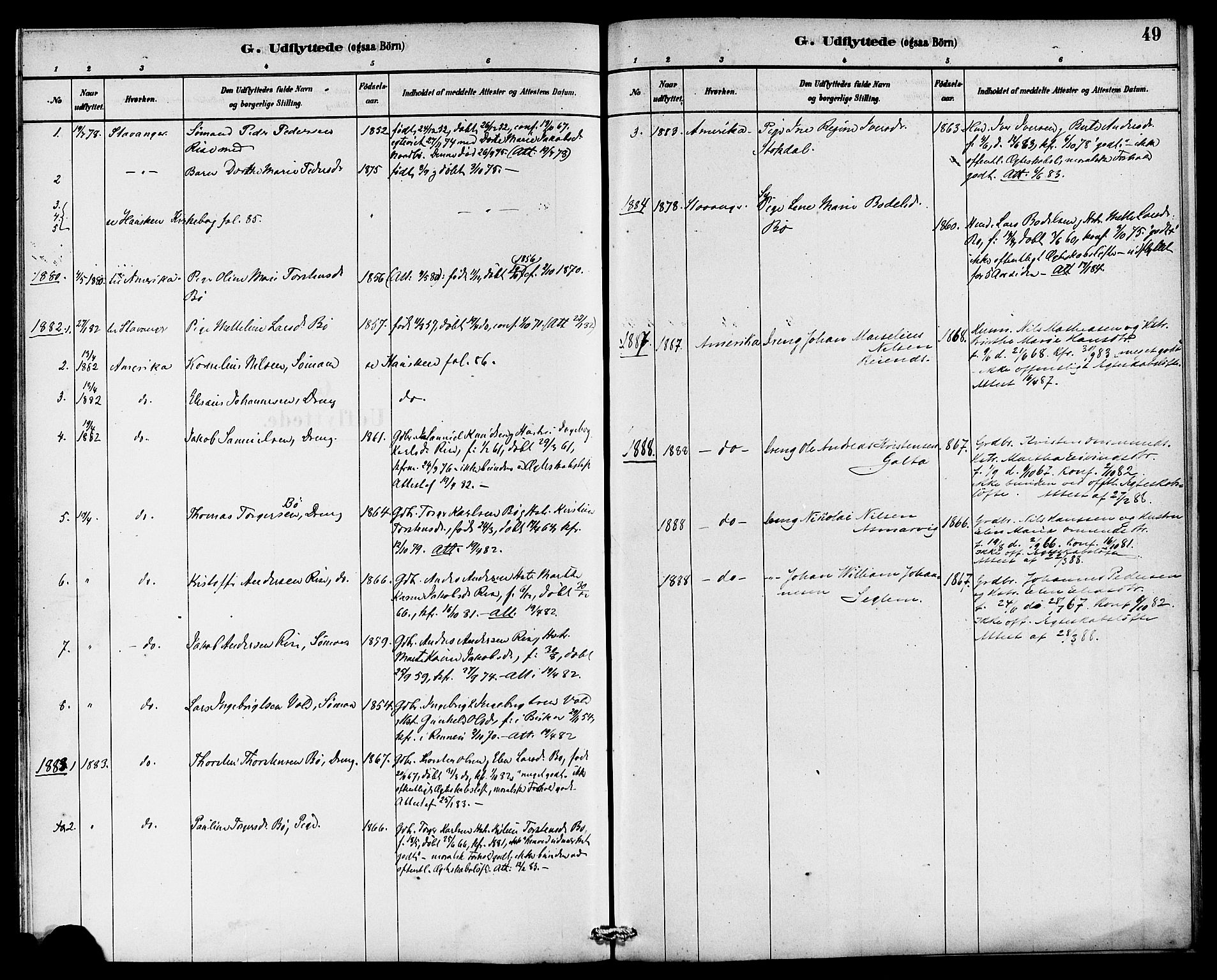 Rennesøy sokneprestkontor, SAST/A -101827/H/Ha/Haa/L0008: Parish register (official) no. A 8, 1878-1890, p. 49
