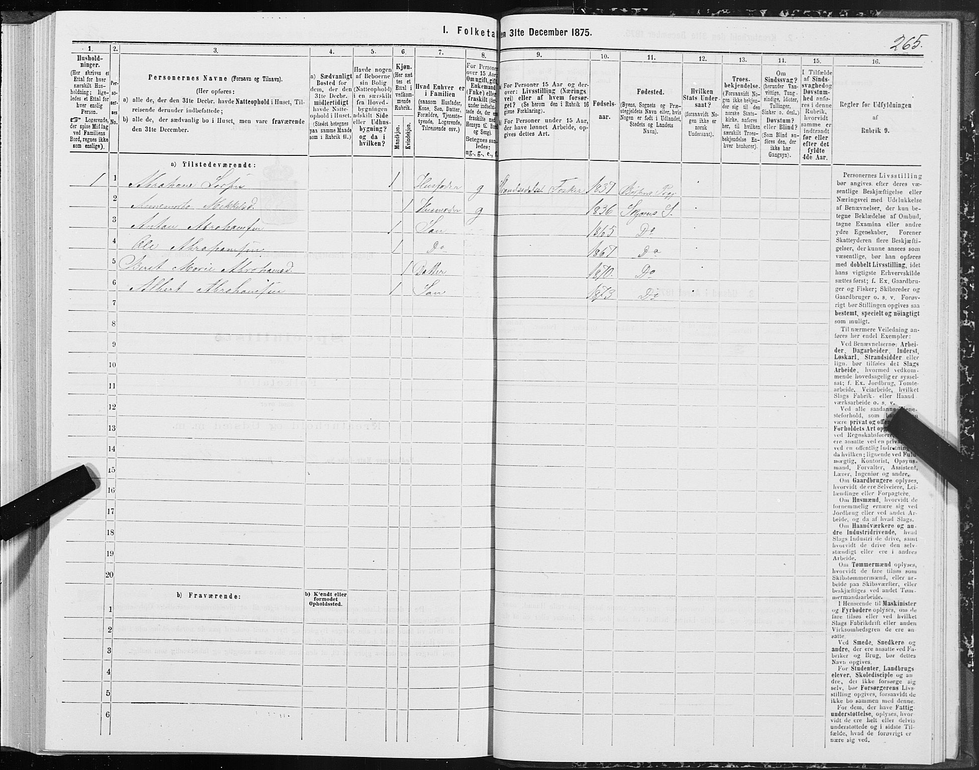 SAT, 1875 census for 1627P Bjugn, 1875, p. 4265