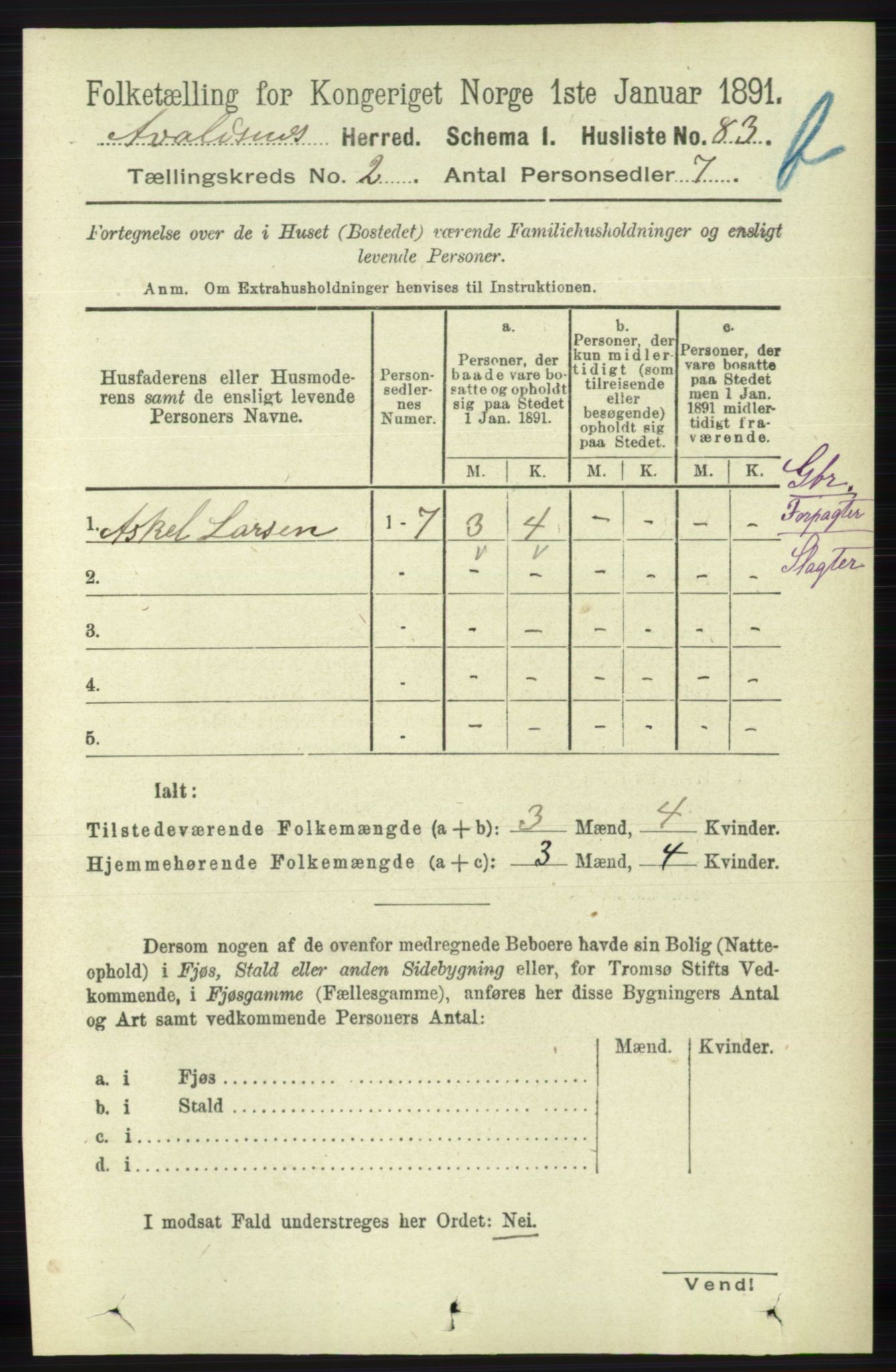 RA, 1891 census for 1147 Avaldsnes, 1891, p. 1972