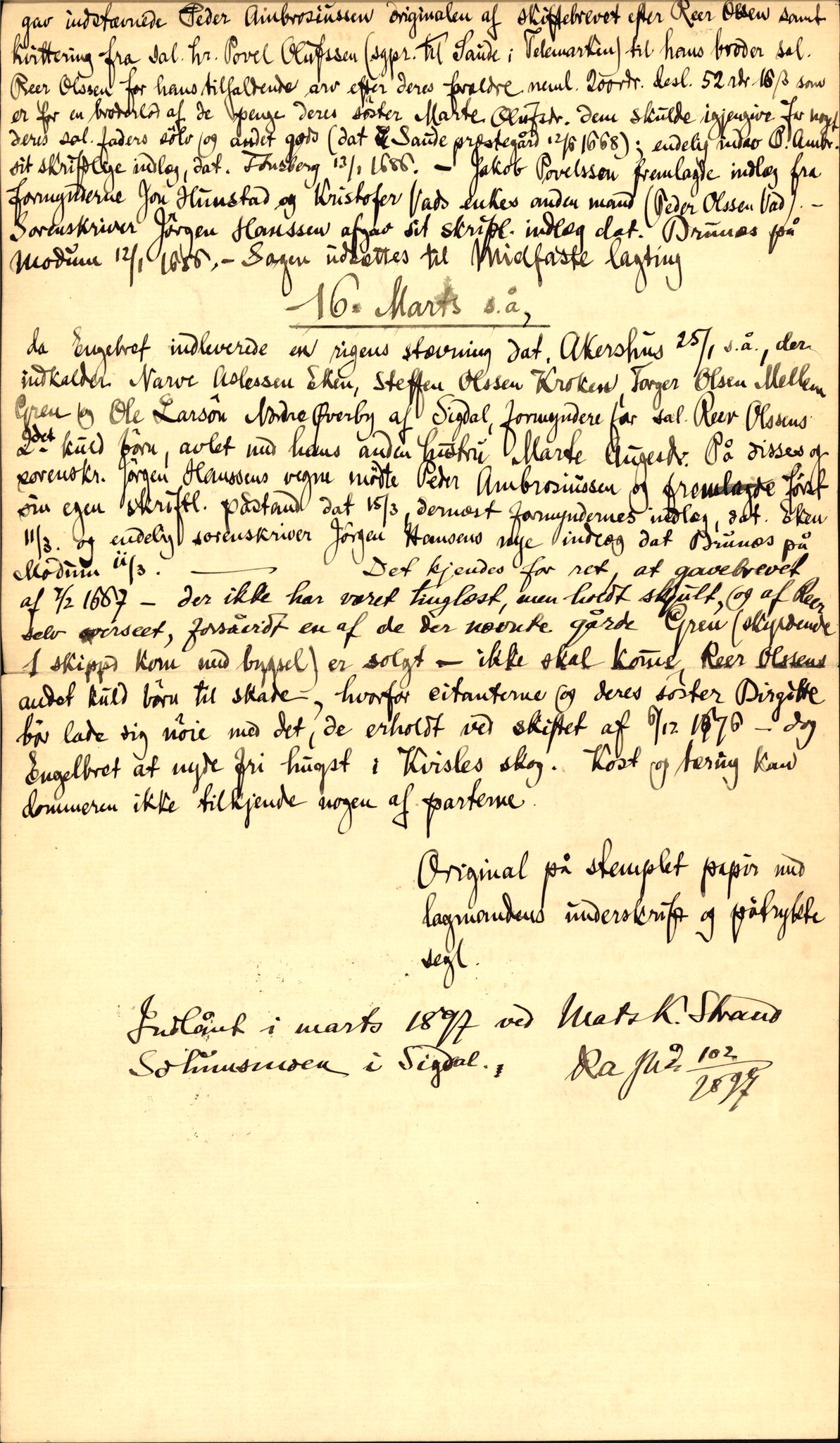 Riksarkivets diplomsamling, AV/RA-EA-5965/F35/F35d/L0005: Innlånte diplomer, seddelregister, 1661-1690, p. 510