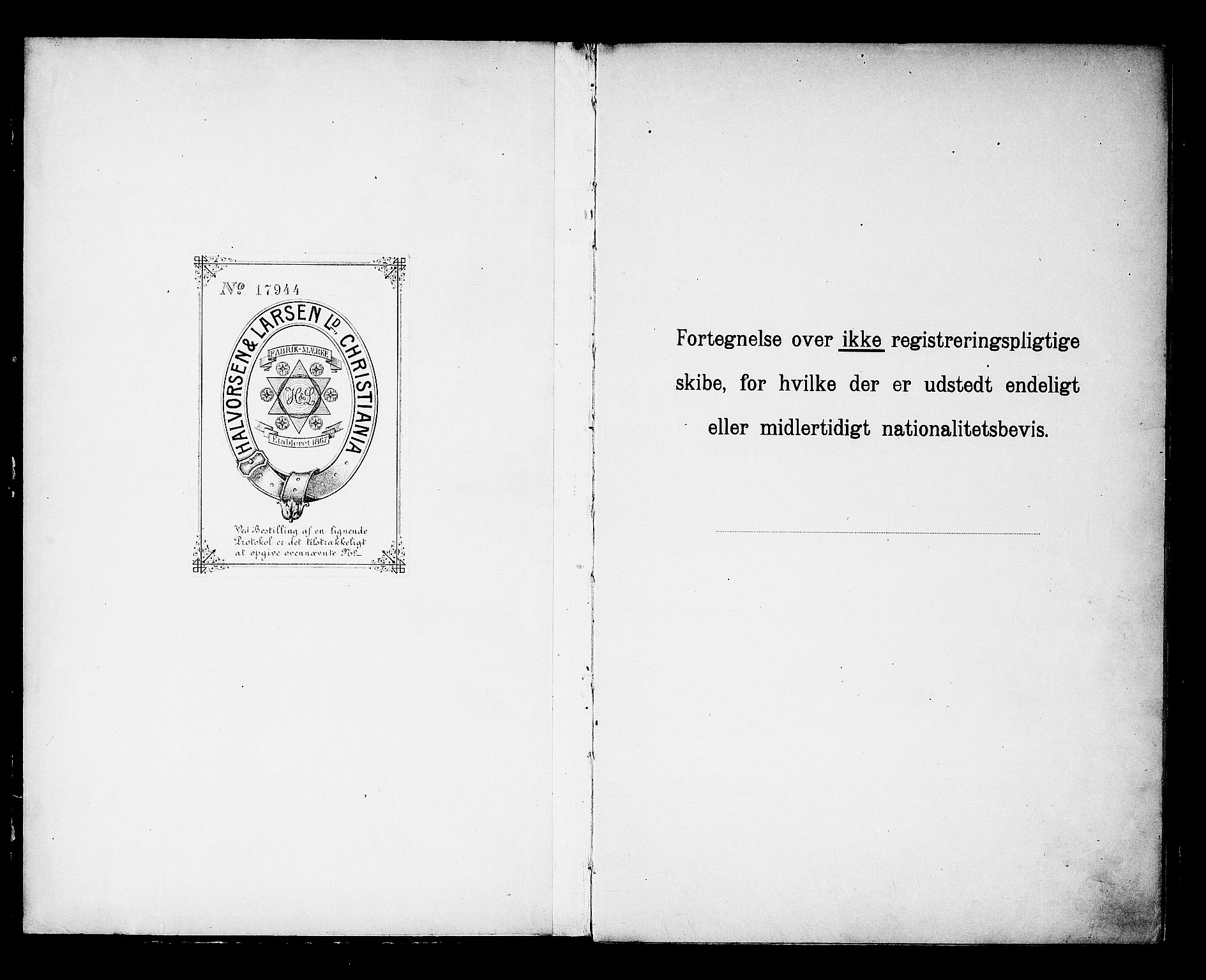Arendal tollsted, SAK/1351-0003/H/Ha/L0644: Protokoll over utleverte nasjonalitetsbevis, 1911-1952