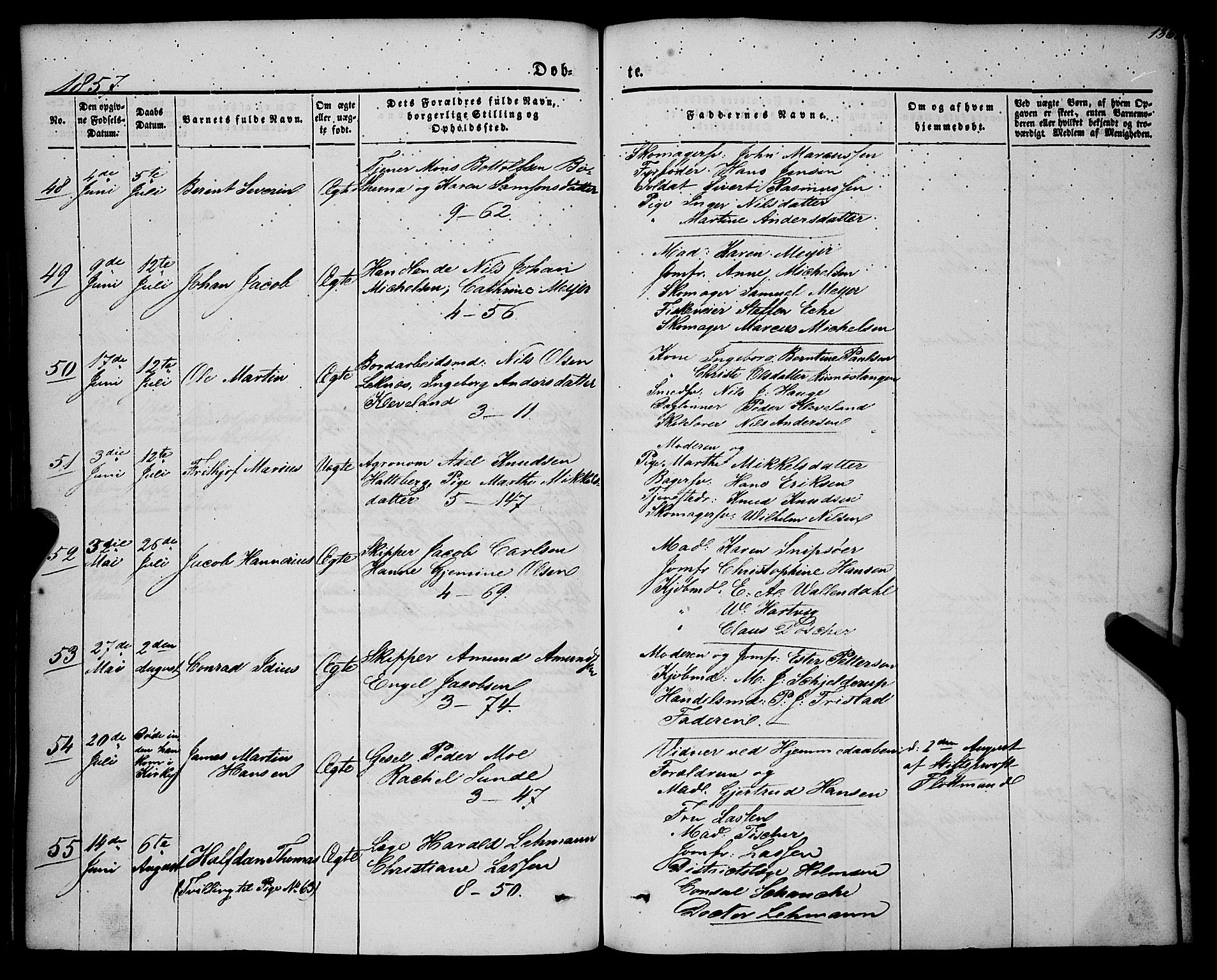 Nykirken Sokneprestembete, AV/SAB-A-77101/H/Haa/L0014: Parish register (official) no. B 1, 1844-1858, p. 136