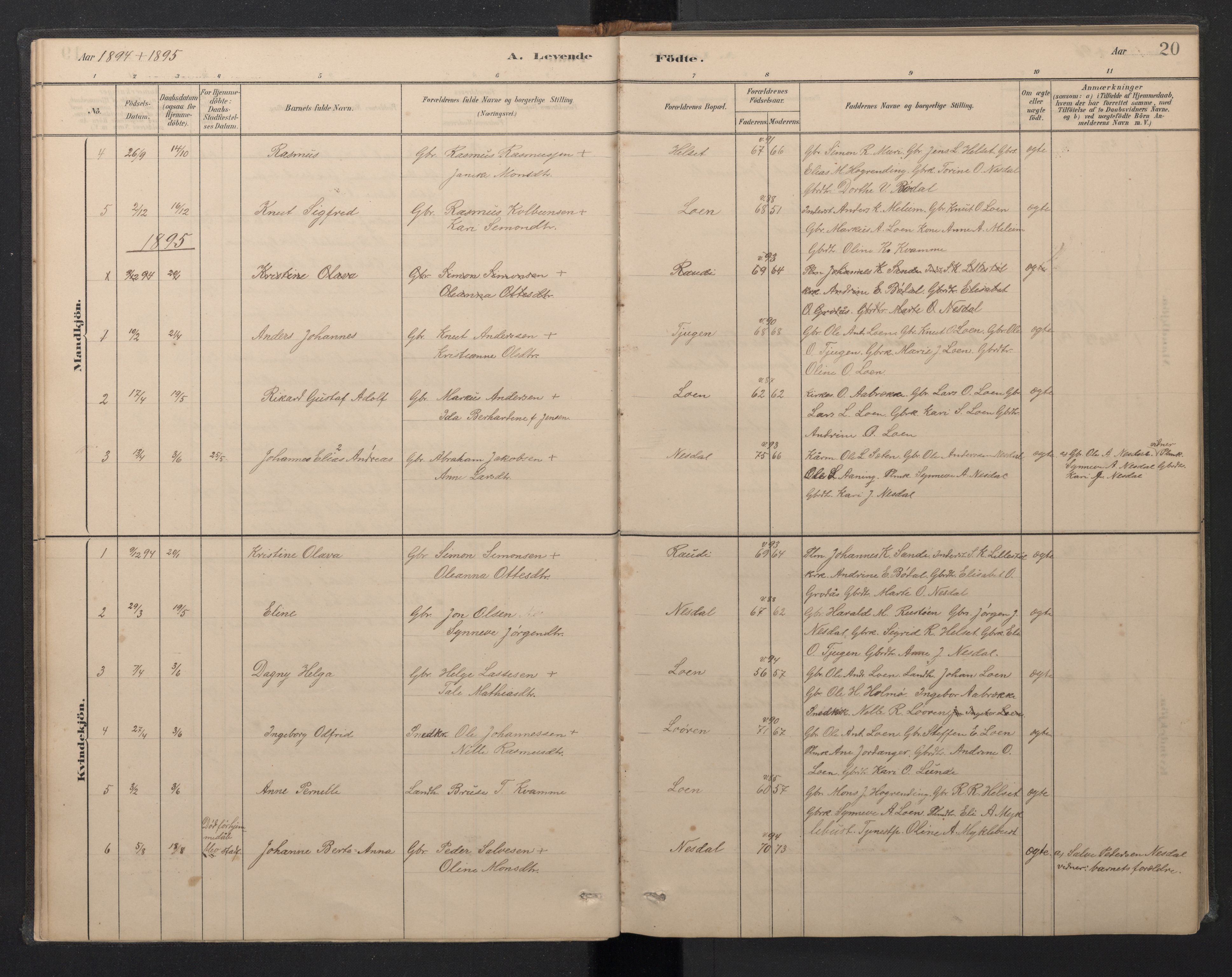 Stryn Sokneprestembete, AV/SAB-A-82501: Parish register (copy) no. B 3, 1881-1918, p. 19b-20a