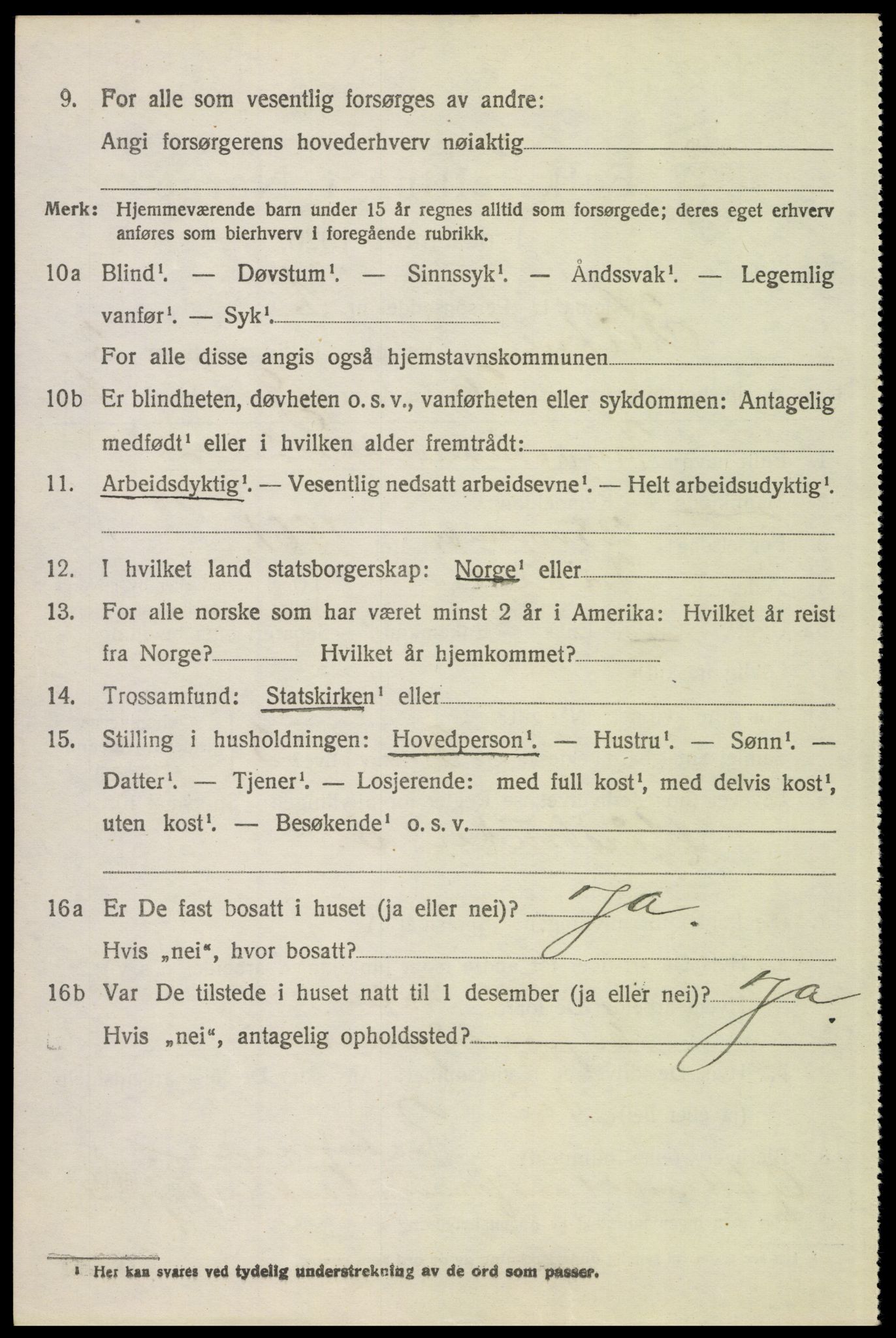 SAH, 1920 census for Kvikne, 1920, p. 1261