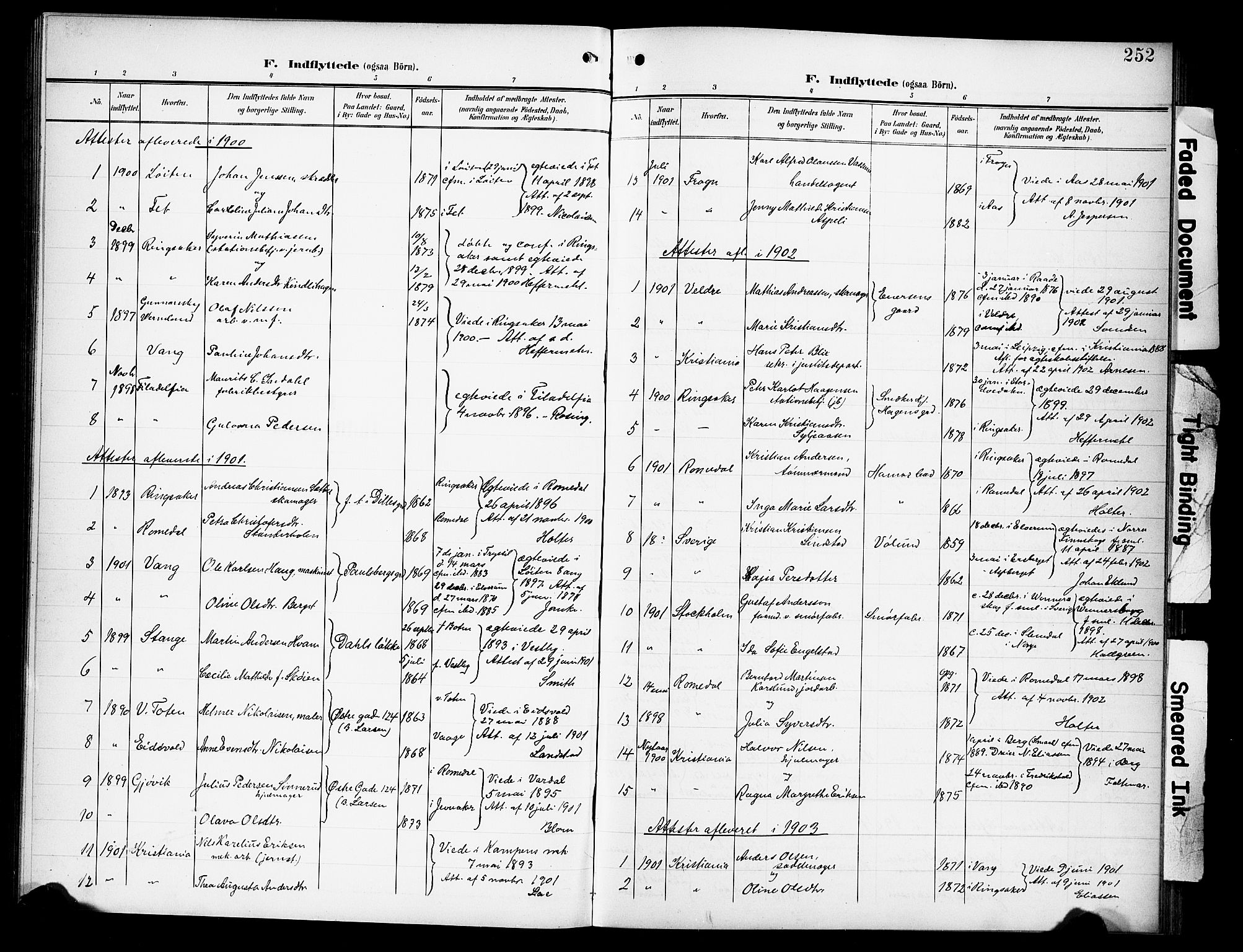 Hamar prestekontor, SAH/DOMPH-002/H/Ha/Hab/L0002: Parish register (copy) no. 2, 1899-1929, p. 252