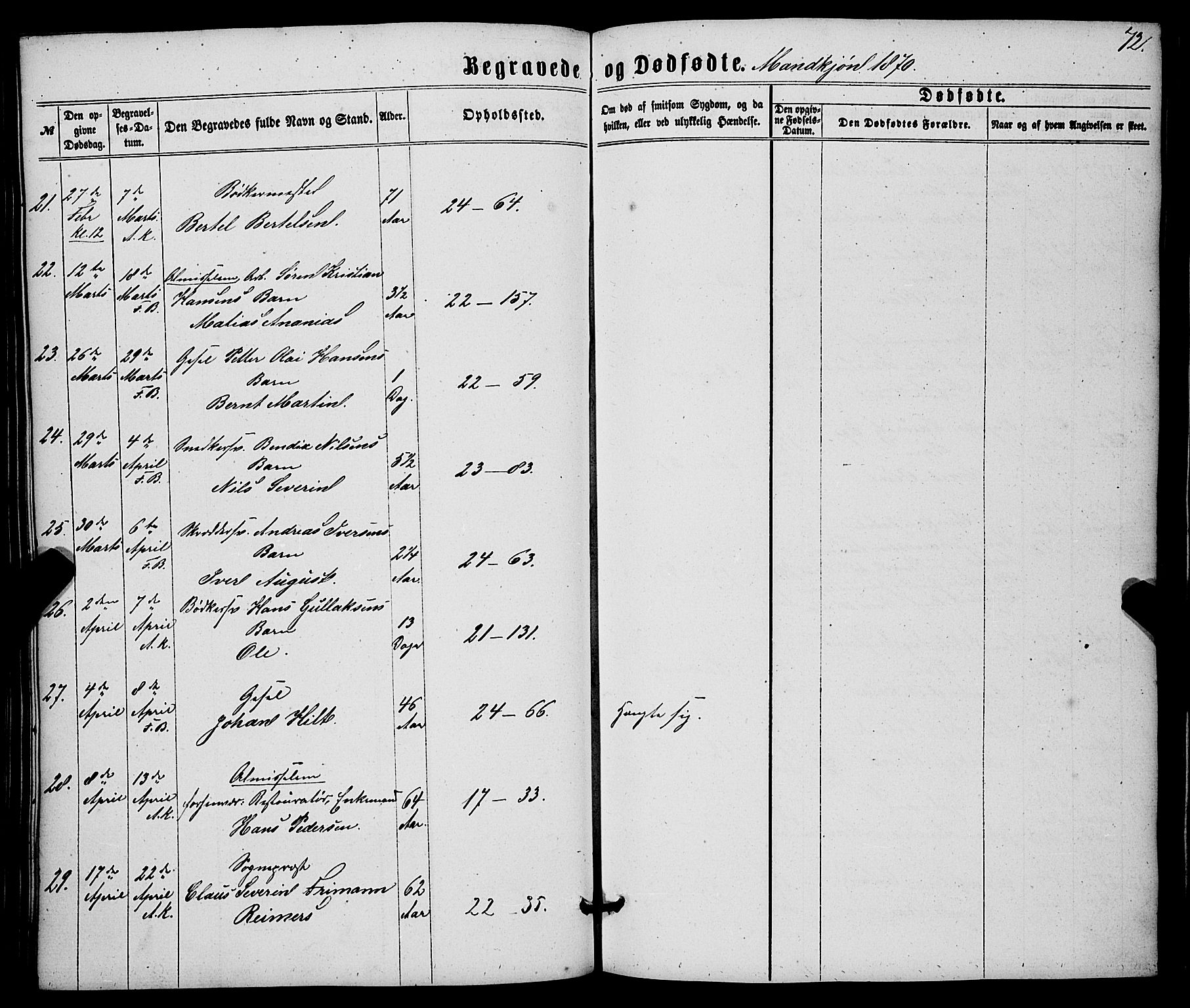 Korskirken sokneprestembete, AV/SAB-A-76101/H/Haa/L0045: Parish register (official) no. E 3, 1863-1875, p. 72