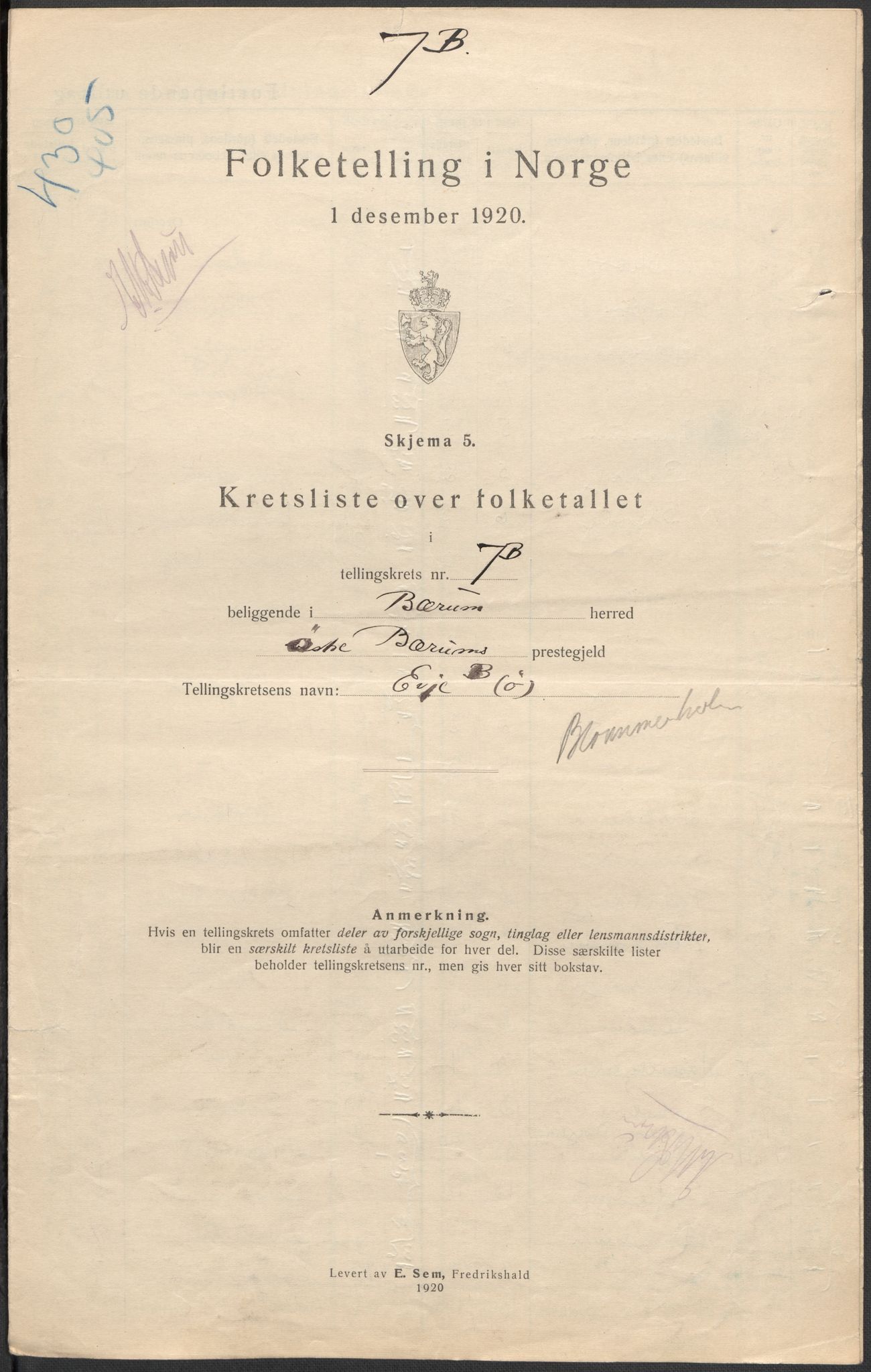 SAO, 1920 census for Bærum, 1920, p. 30