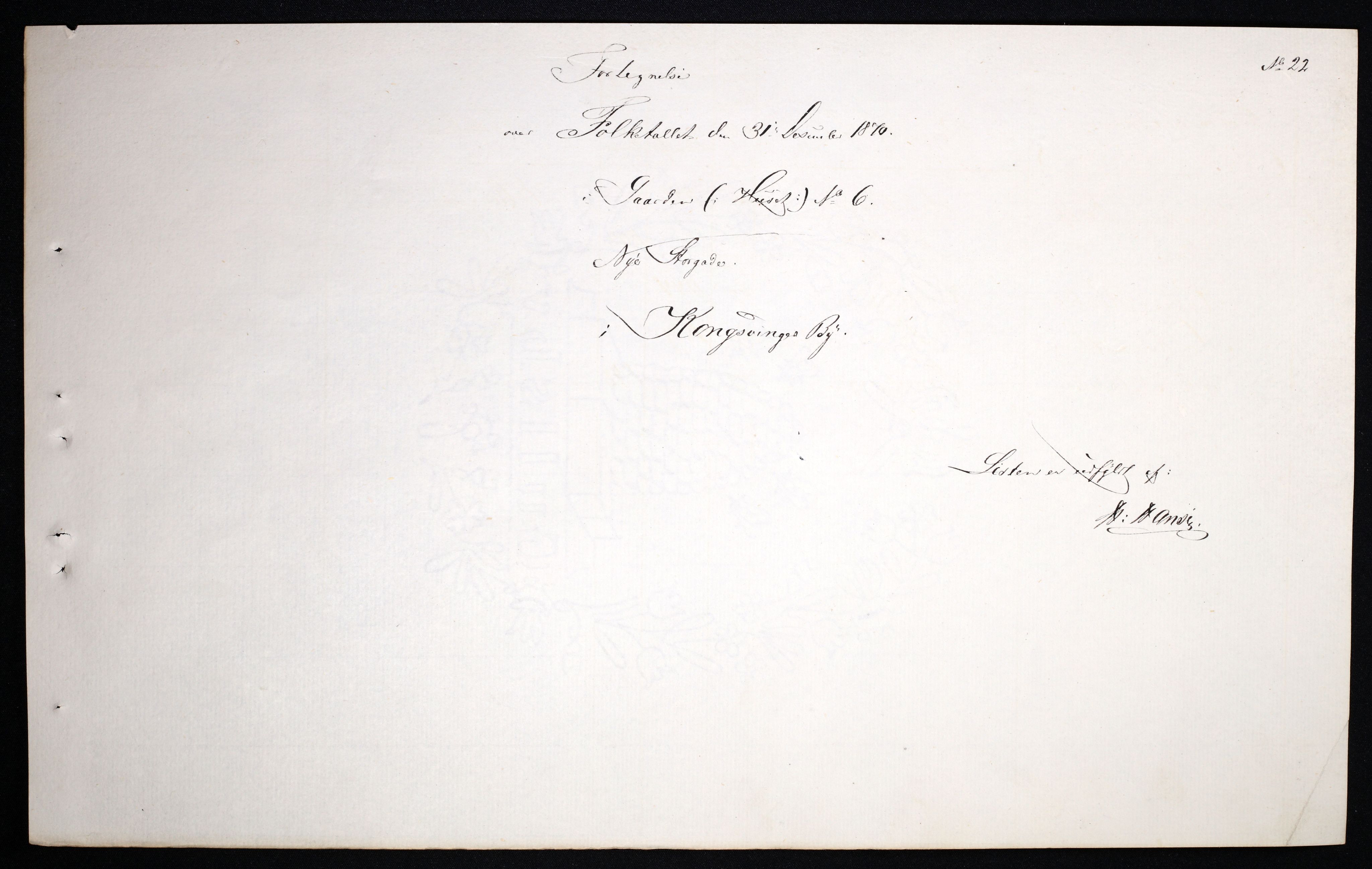 RA, 1870 census for 0402 Kongsvinger, 1870, p. 22