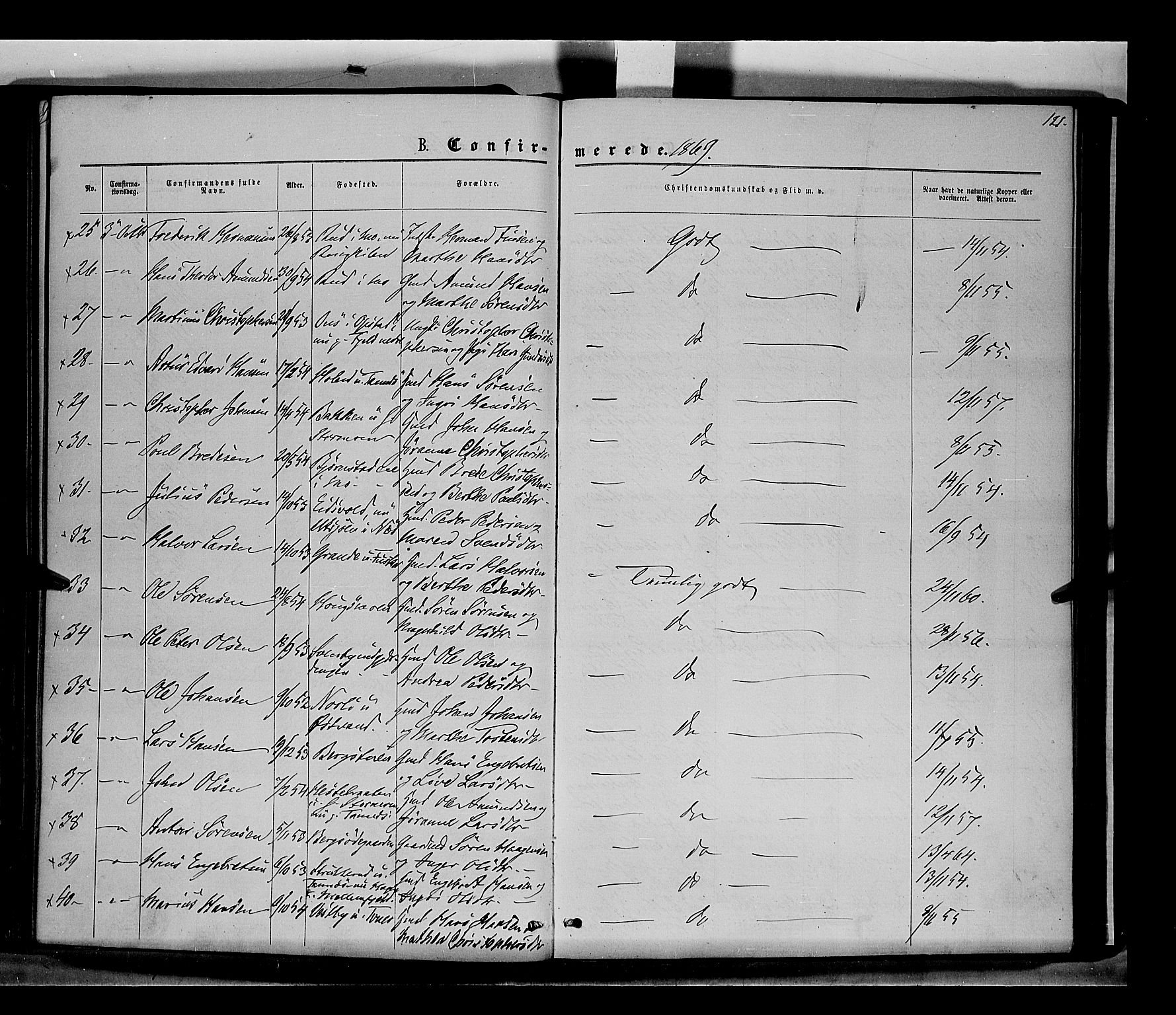 Nord-Odal prestekontor, AV/SAH-PREST-032/H/Ha/Haa/L0004: Parish register (official) no. 4, 1866-1873, p. 121