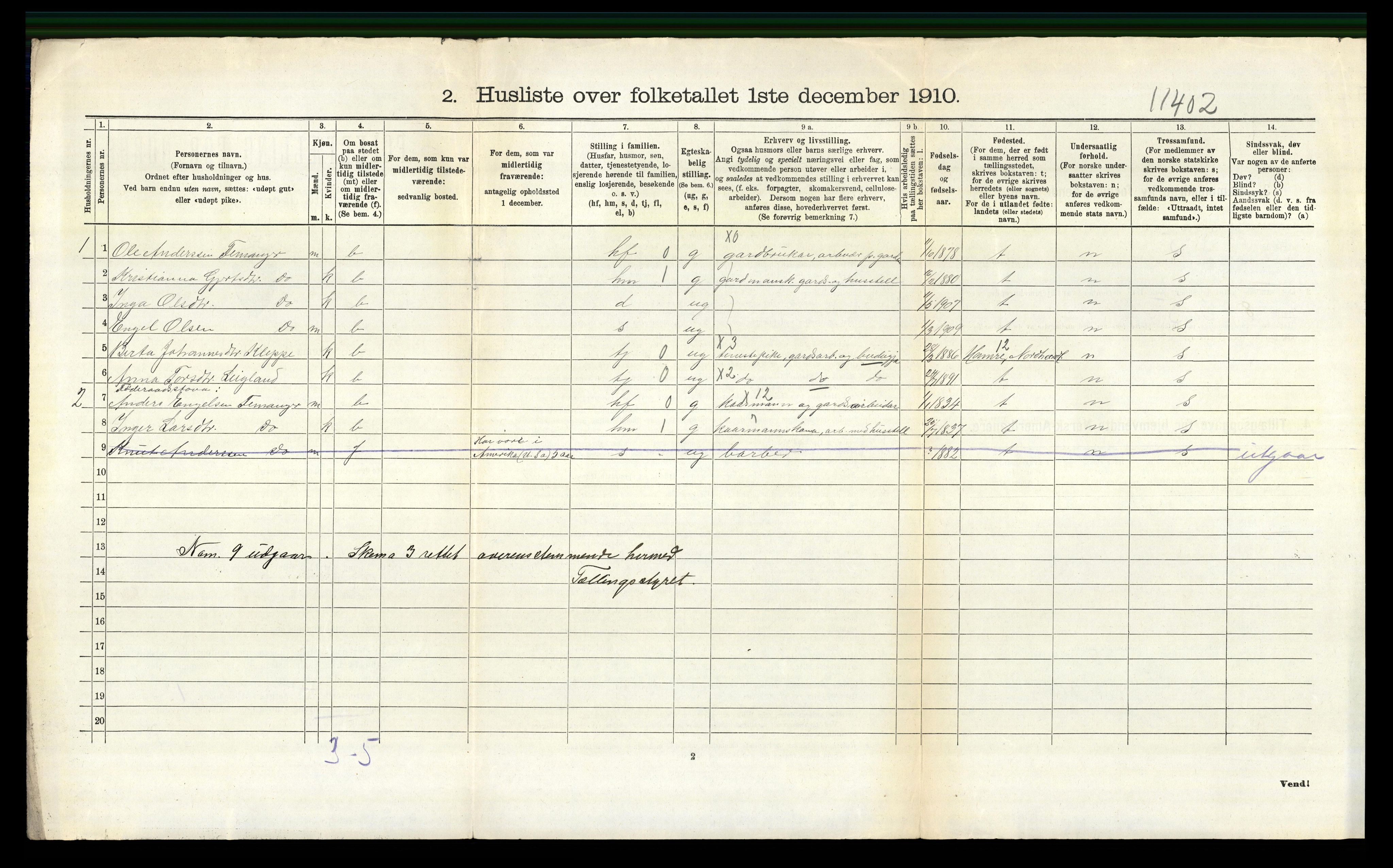 RA, 1910 census for Strandvik, 1910, p. 558