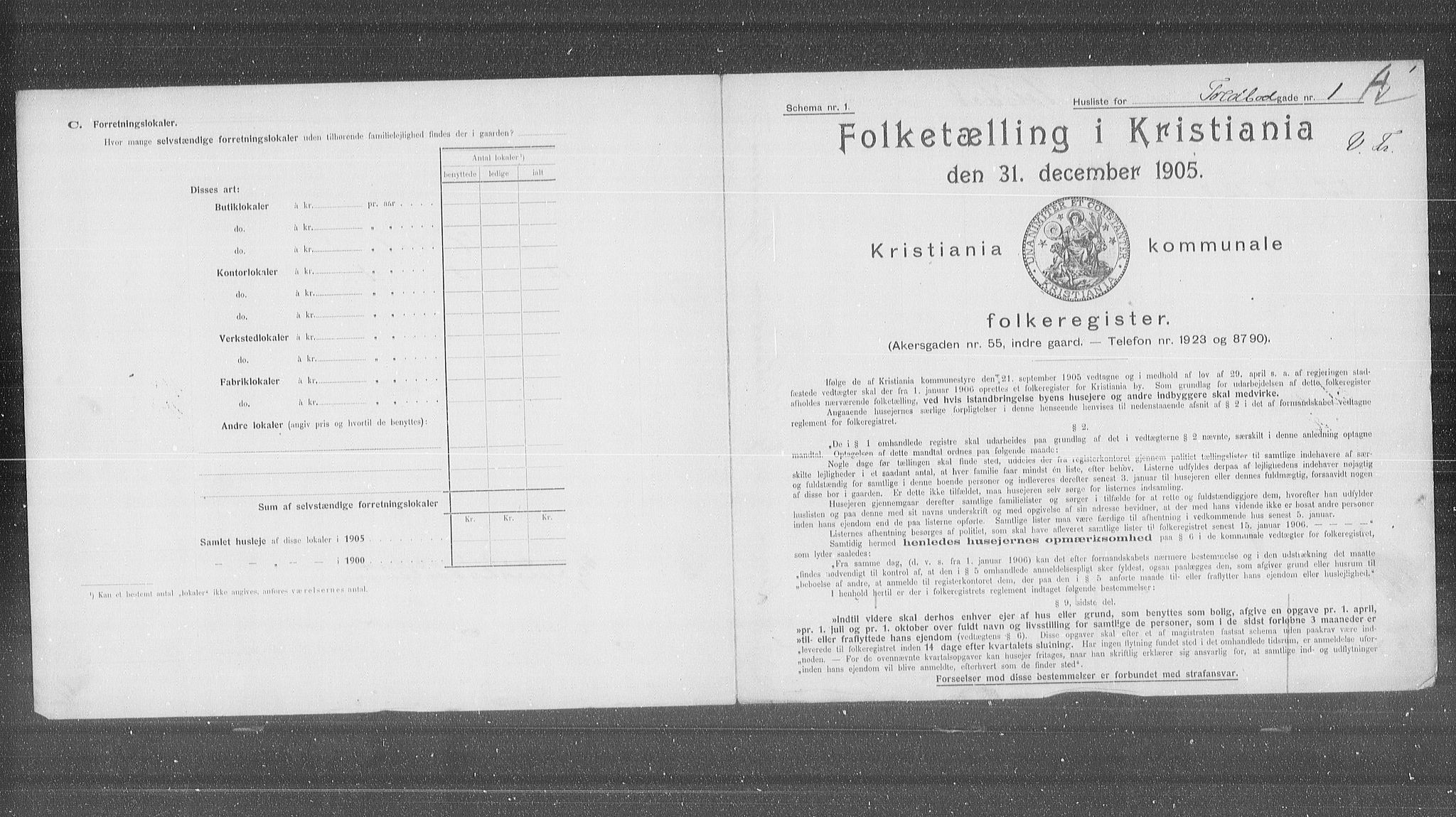 OBA, Municipal Census 1905 for Kristiania, 1905, p. 59213