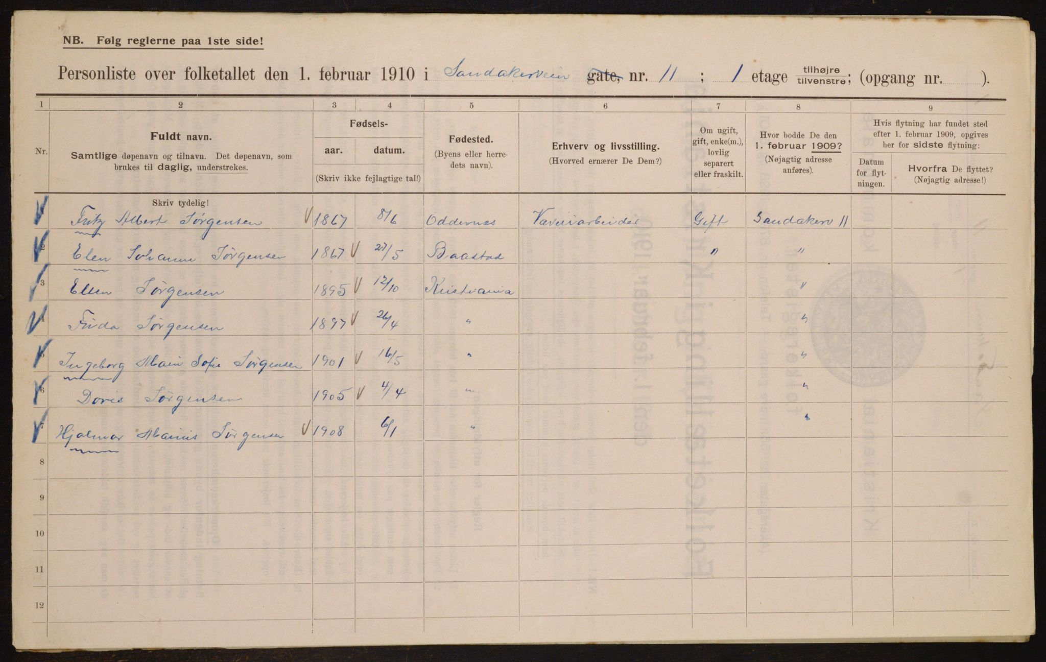 OBA, Municipal Census 1910 for Kristiania, 1910, p. 82980