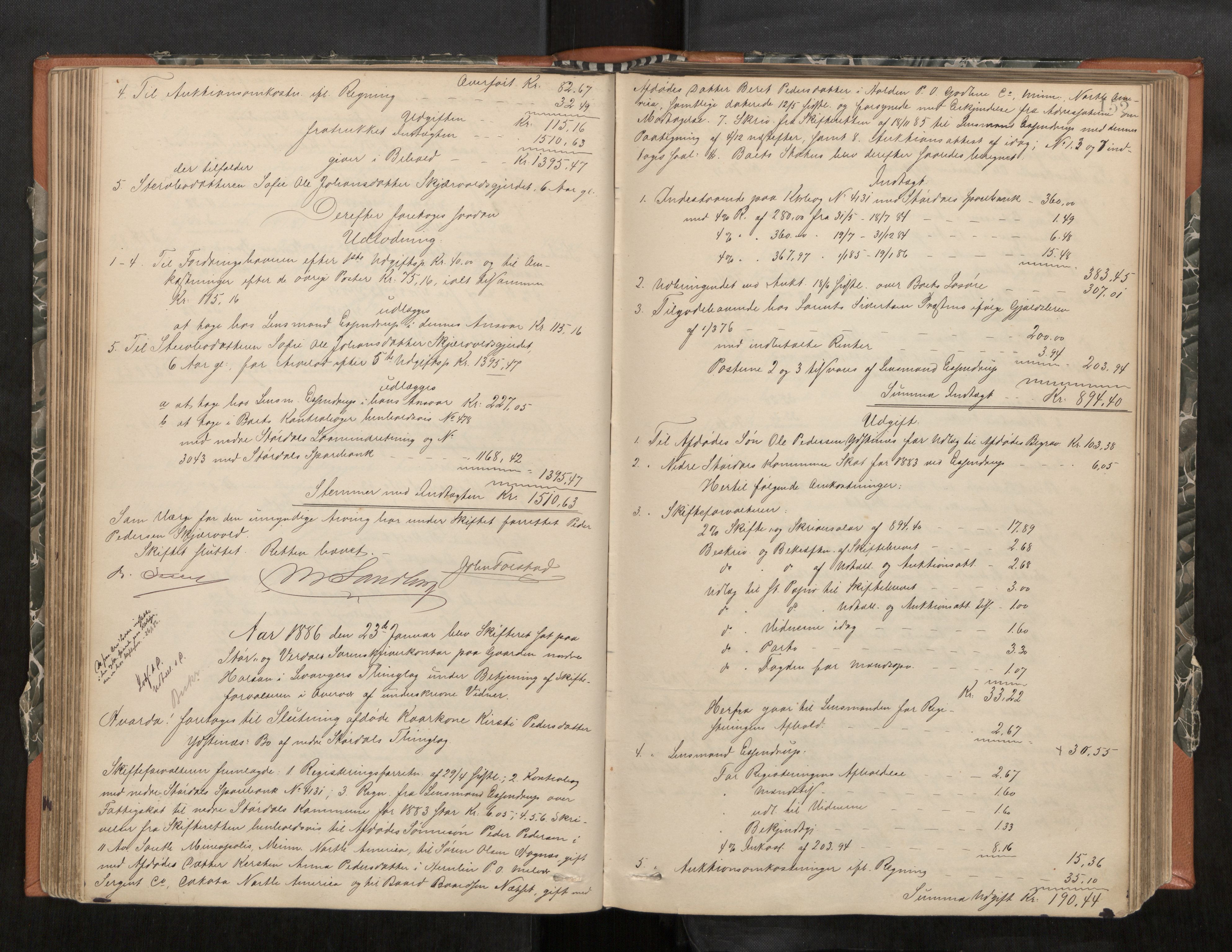 Stjør- og Verdal sorenskriveri, AV/SAT-A-4167/1/3/3A/L0045: Skifteslutningsprotokoll, 1884-1889, p. 152