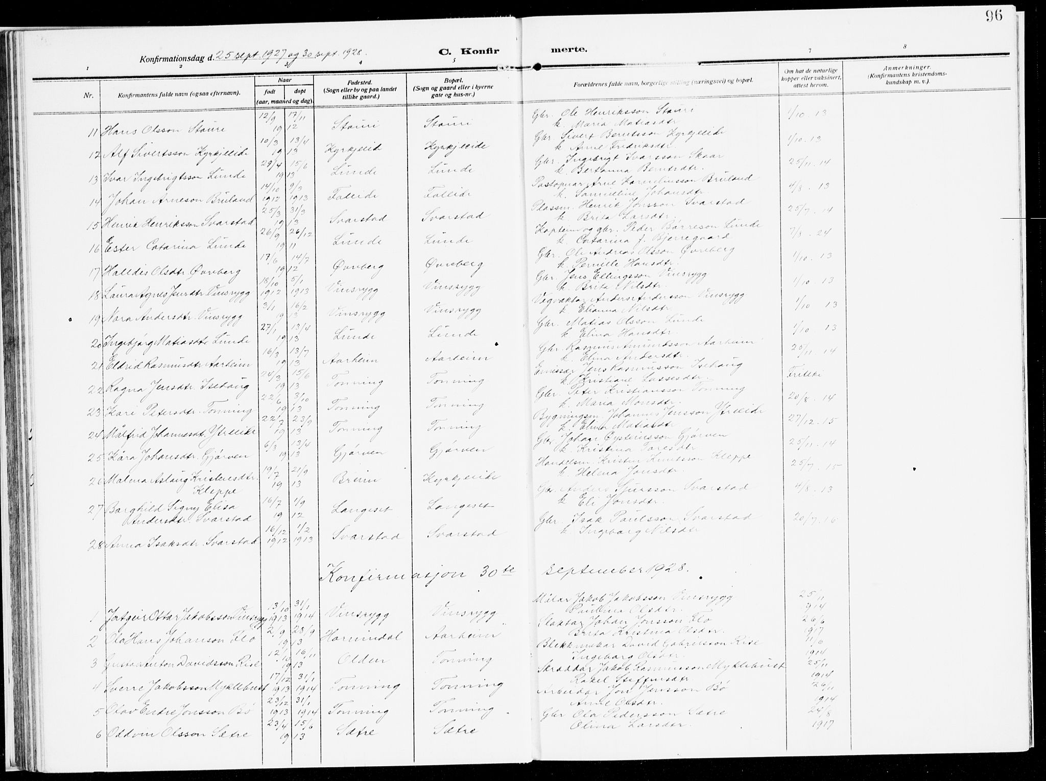 Stryn Sokneprestembete, AV/SAB-A-82501: Parish register (official) no. B 2, 1908-1936, p. 96