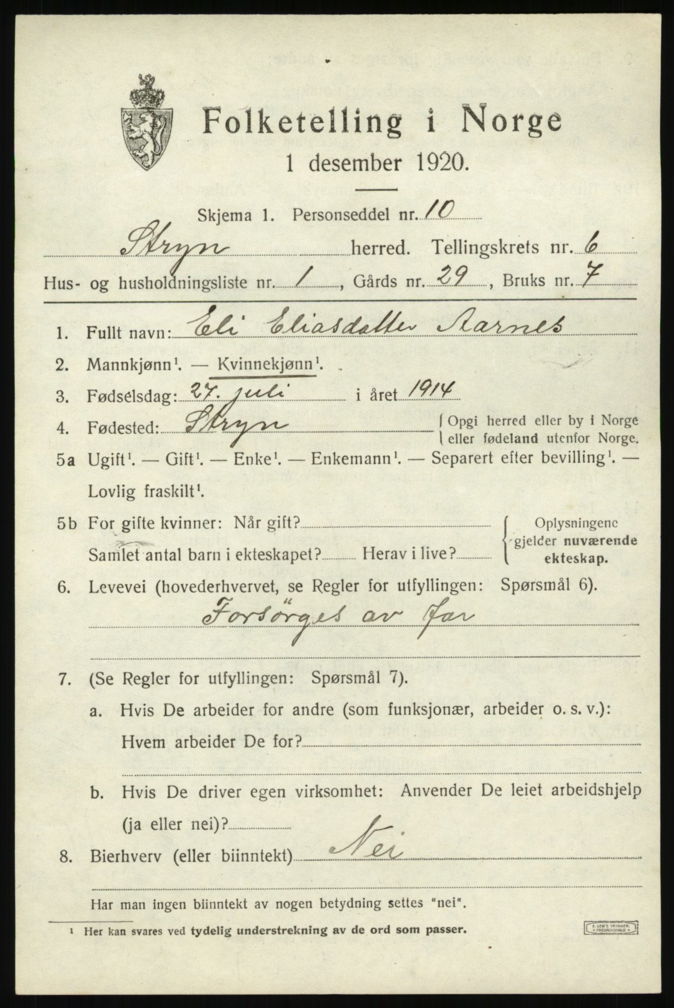 SAB, 1920 census for Stryn, 1920, p. 2632