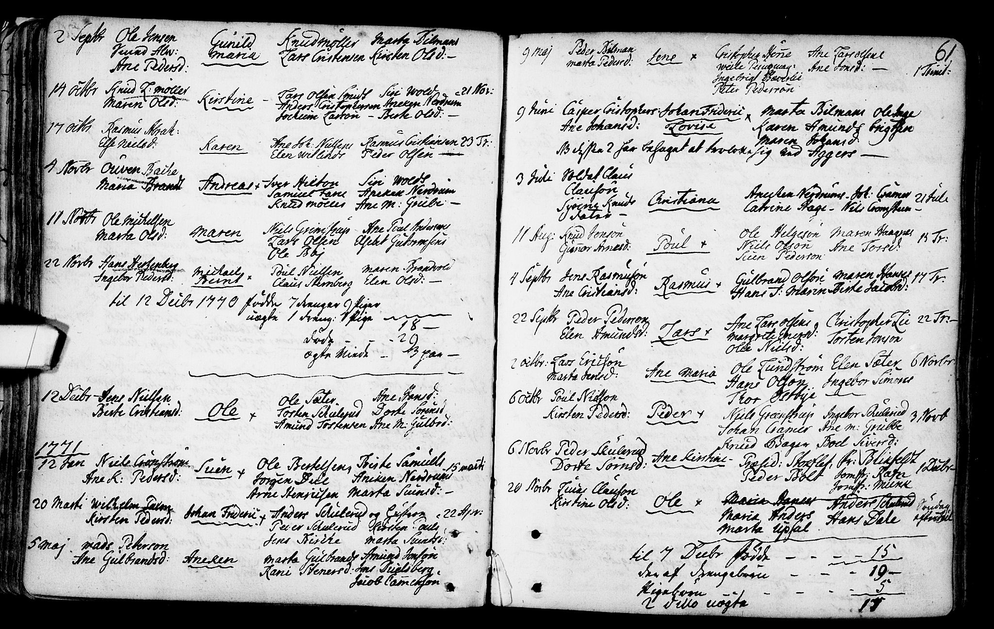 Gamlebyen prestekontor Kirkebøker, SAO/A-10884/F/Fa/L0001: Parish register (official) no. 1, 1734-1818, p. 61