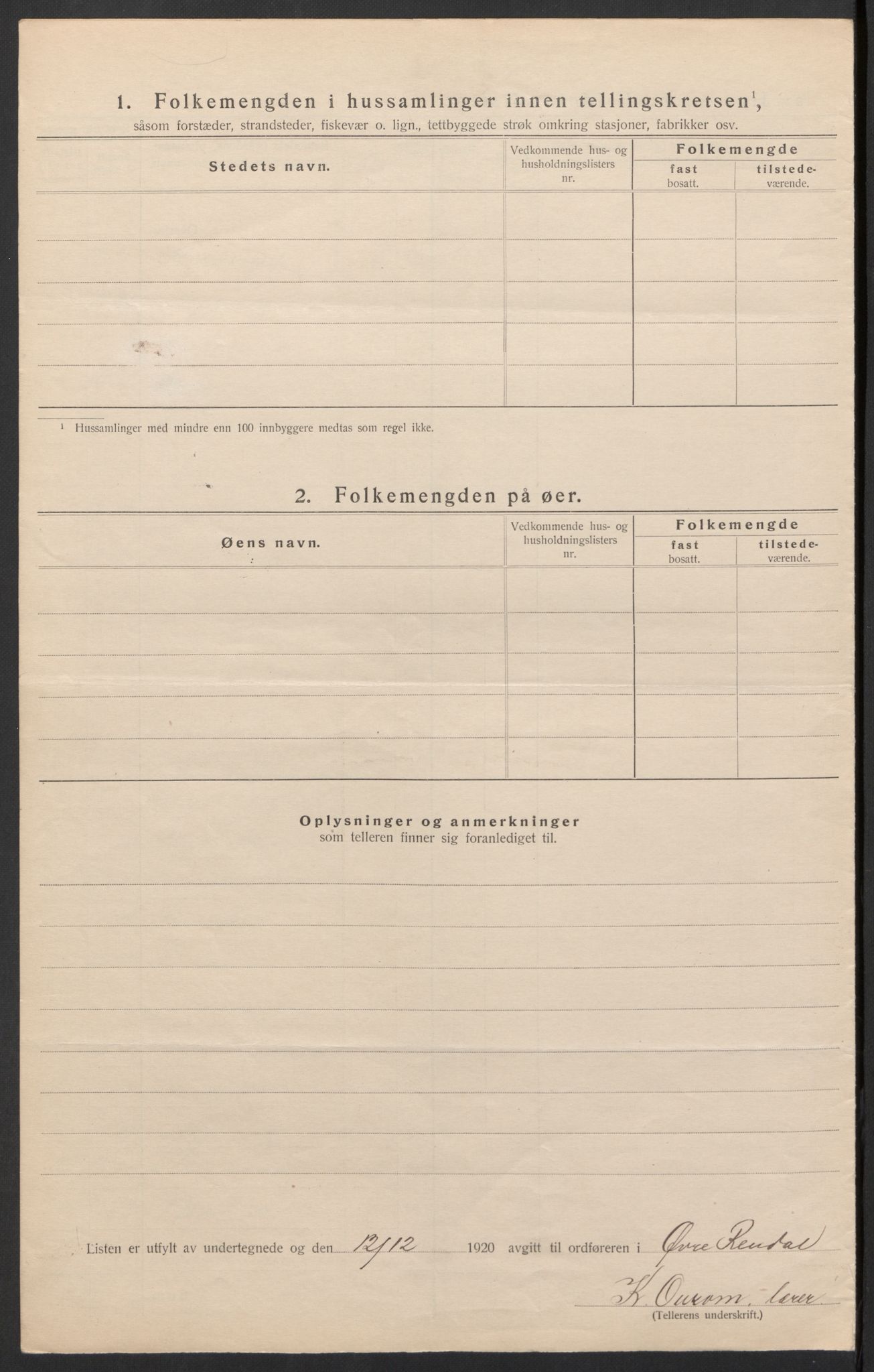 SAH, 1920 census for Øvre Rendal, 1920, p. 32