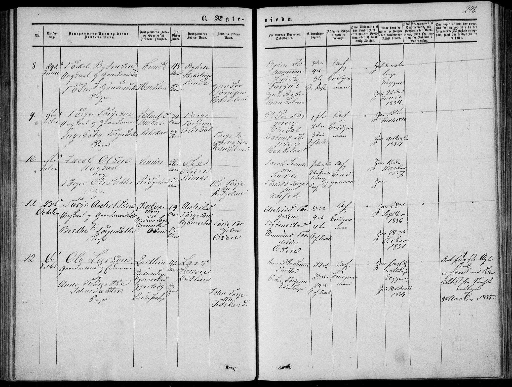 Sirdal sokneprestkontor, AV/SAK-1111-0036/F/Fa/Fab/L0002: Parish register (official) no. A 2, 1855-1874, p. 248