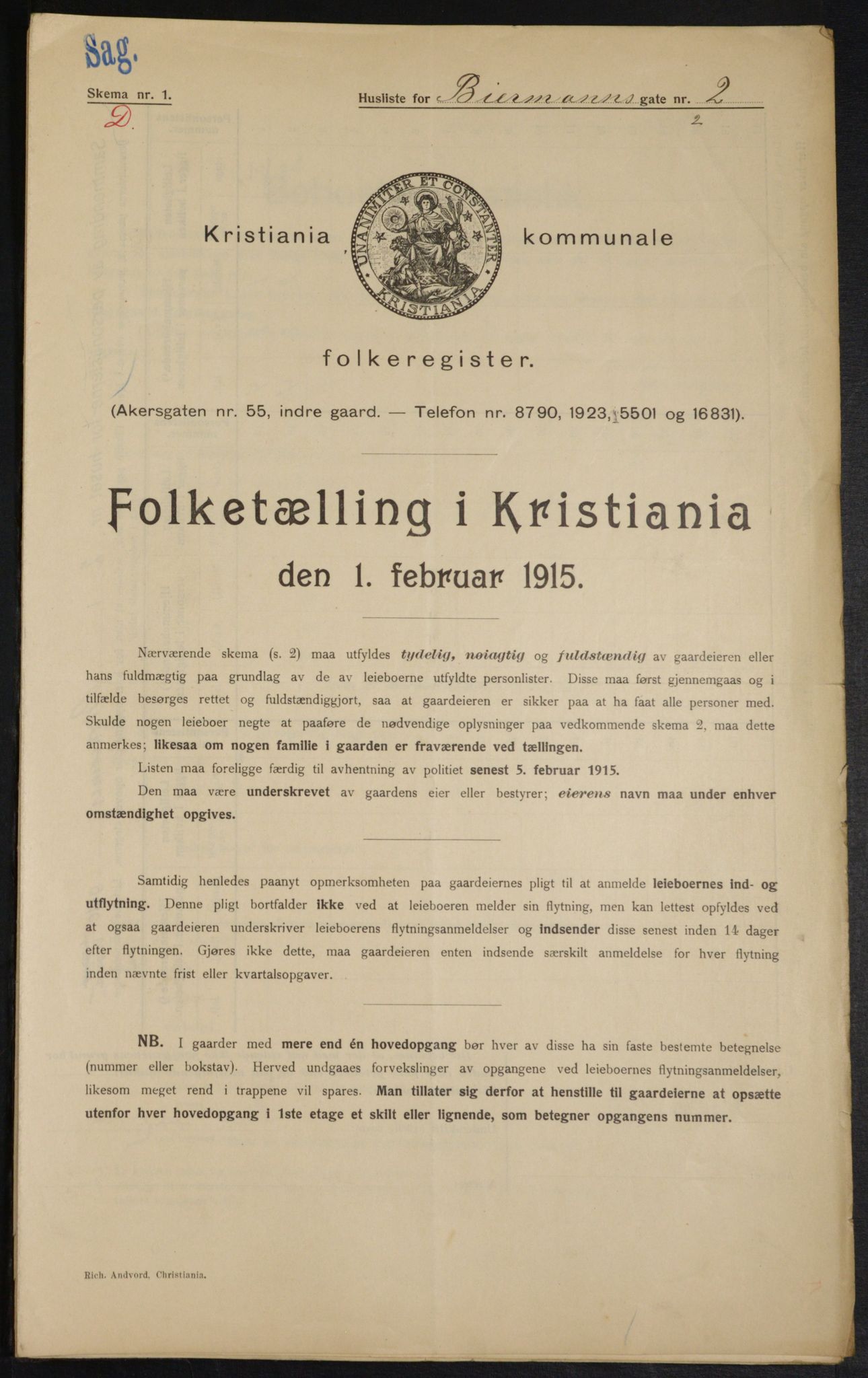 OBA, Municipal Census 1915 for Kristiania, 1915, p. 4825