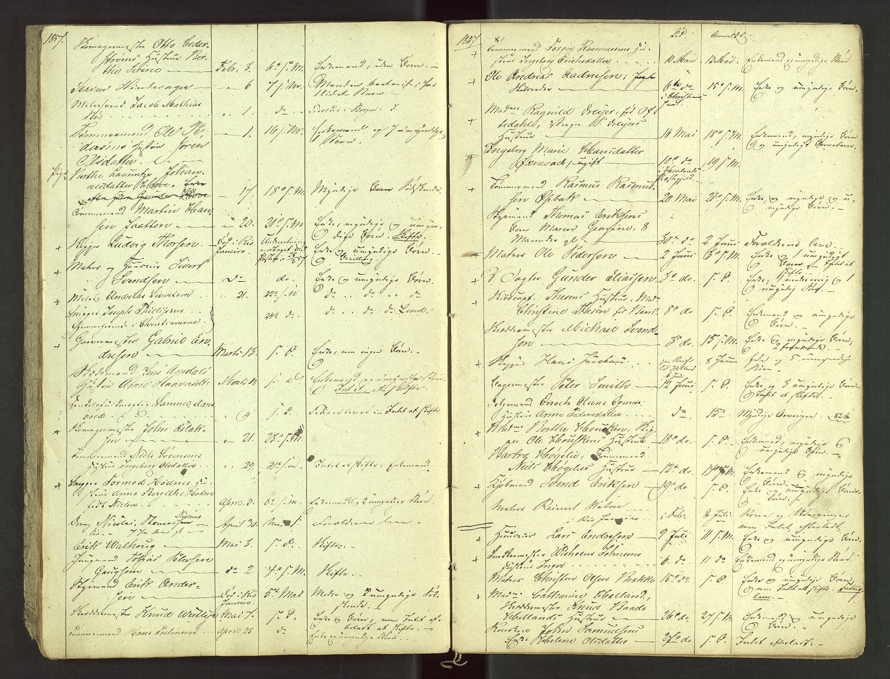 Stavanger byfogd, AV/SAST-A-101408/001/5/52/52B/L0001: Liste over anmeldte dødsfall, 1833-1863