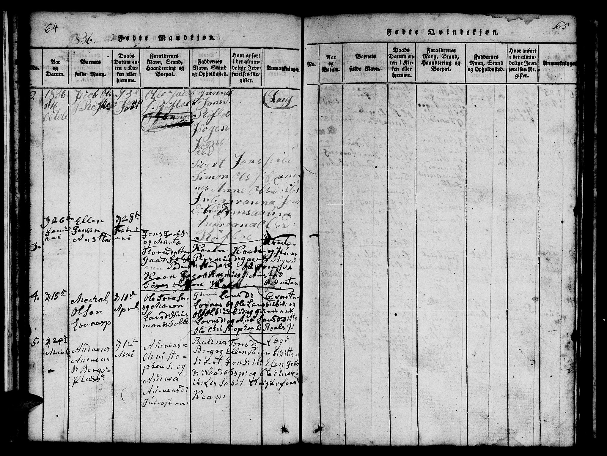 Ministerialprotokoller, klokkerbøker og fødselsregistre - Nord-Trøndelag, AV/SAT-A-1458/731/L0310: Parish register (copy) no. 731C01, 1816-1874, p. 64-65