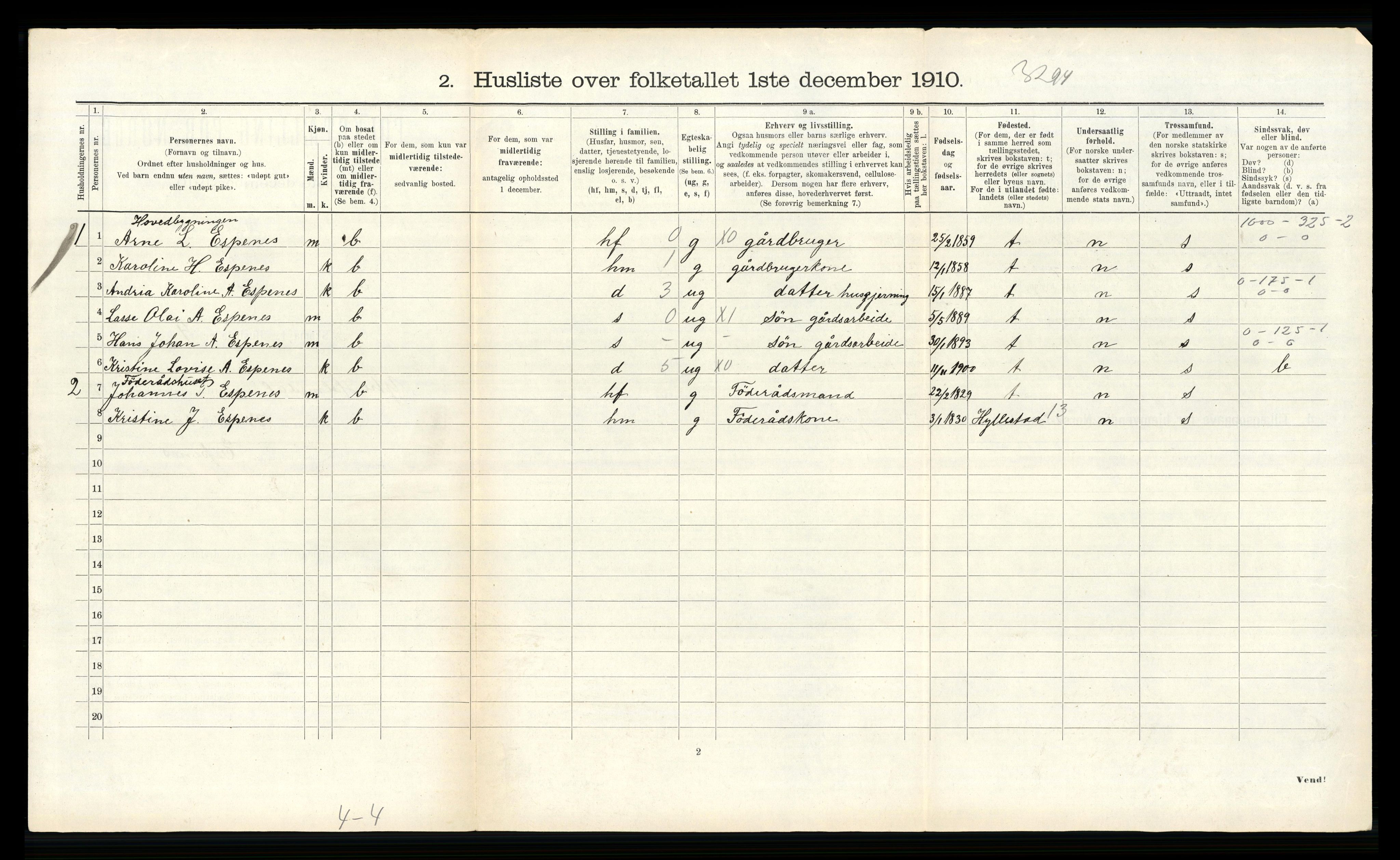 RA, 1910 census for Ytre Holmedal, 1910, p. 1229