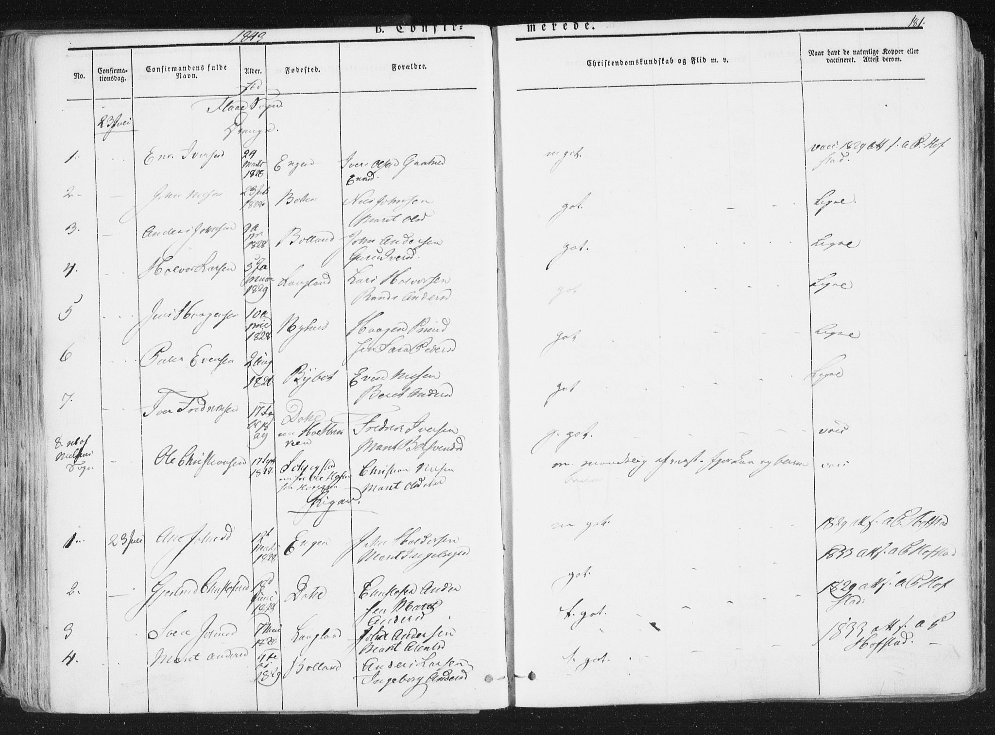 Ministerialprotokoller, klokkerbøker og fødselsregistre - Sør-Trøndelag, AV/SAT-A-1456/691/L1074: Parish register (official) no. 691A06, 1842-1852, p. 181