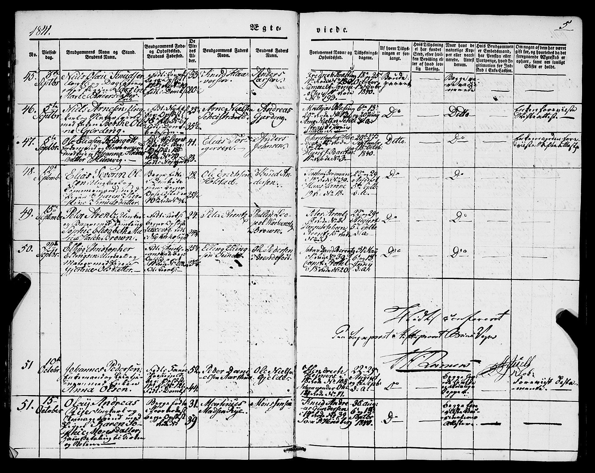 Domkirken sokneprestembete, AV/SAB-A-74801/H/Haa/L0033: Parish register (official) no. D 1, 1841-1853, p. 5