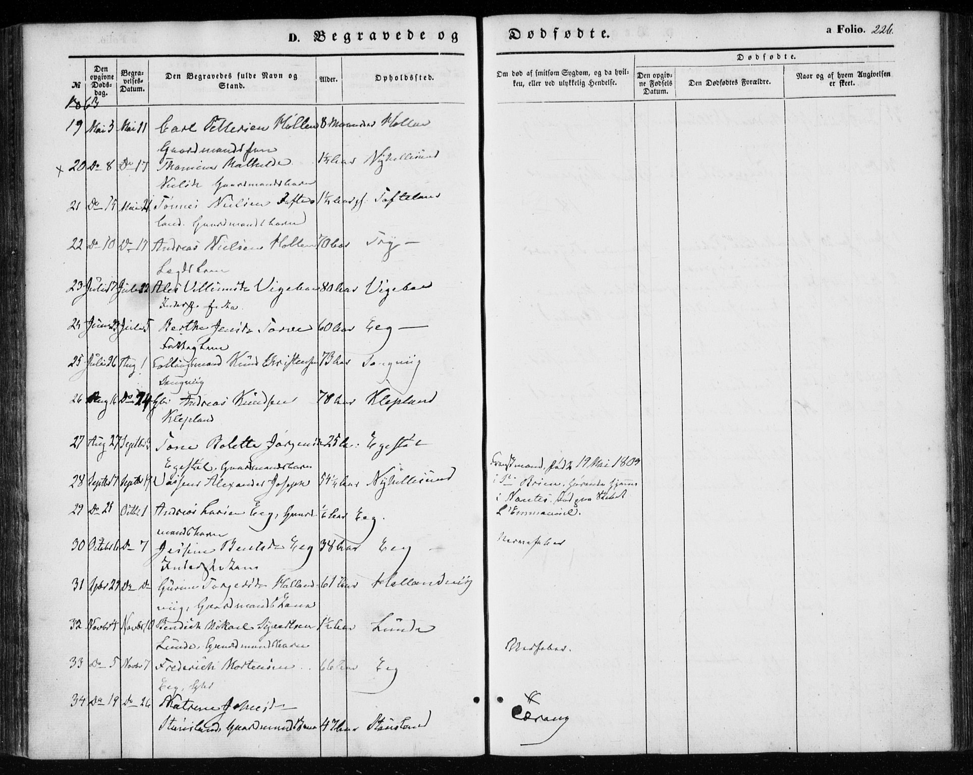 Søgne sokneprestkontor, SAK/1111-0037/F/Fa/Fab/L0010: Parish register (official) no. A 10, 1853-1869, p. 226