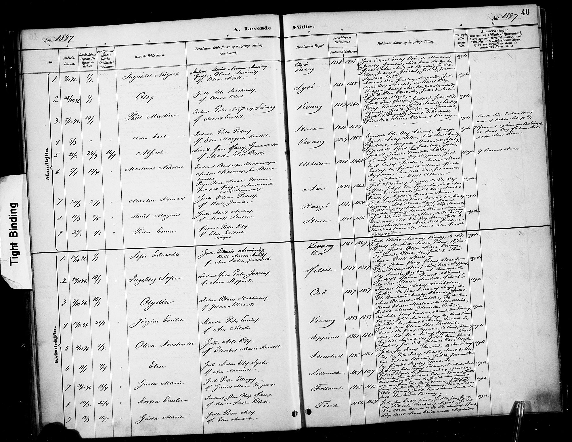 Ministerialprotokoller, klokkerbøker og fødselsregistre - Møre og Romsdal, SAT/A-1454/570/L0832: Parish register (official) no. 570A06, 1885-1900, p. 46