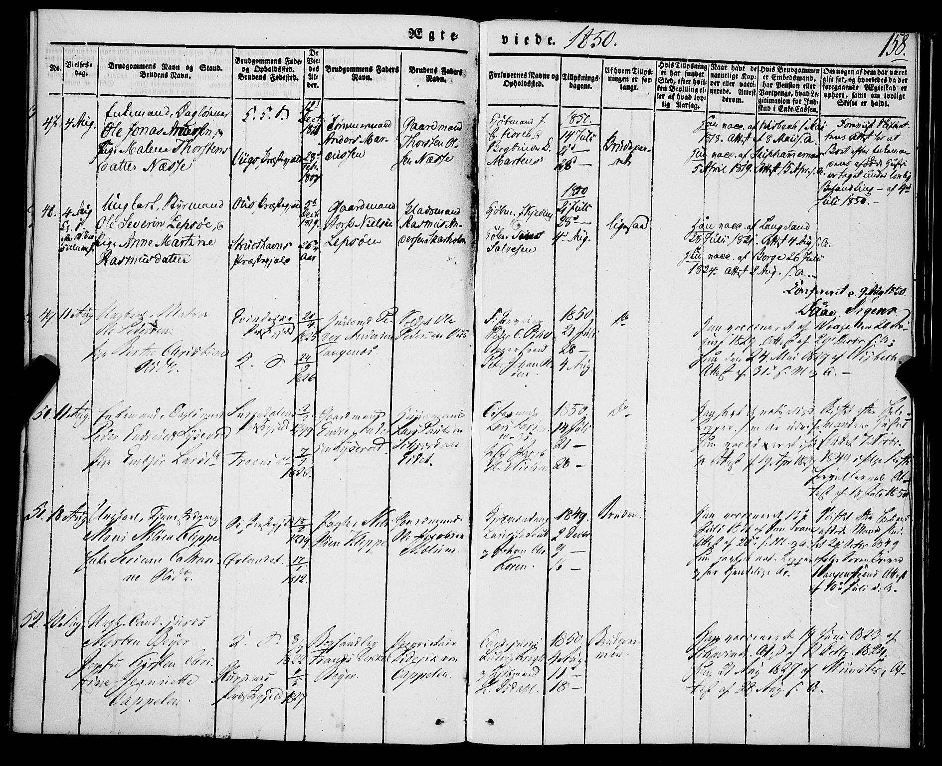 Korskirken sokneprestembete, SAB/A-76101/H/Haa/L0034: Parish register (official) no. D 1, 1832-1852, p. 158