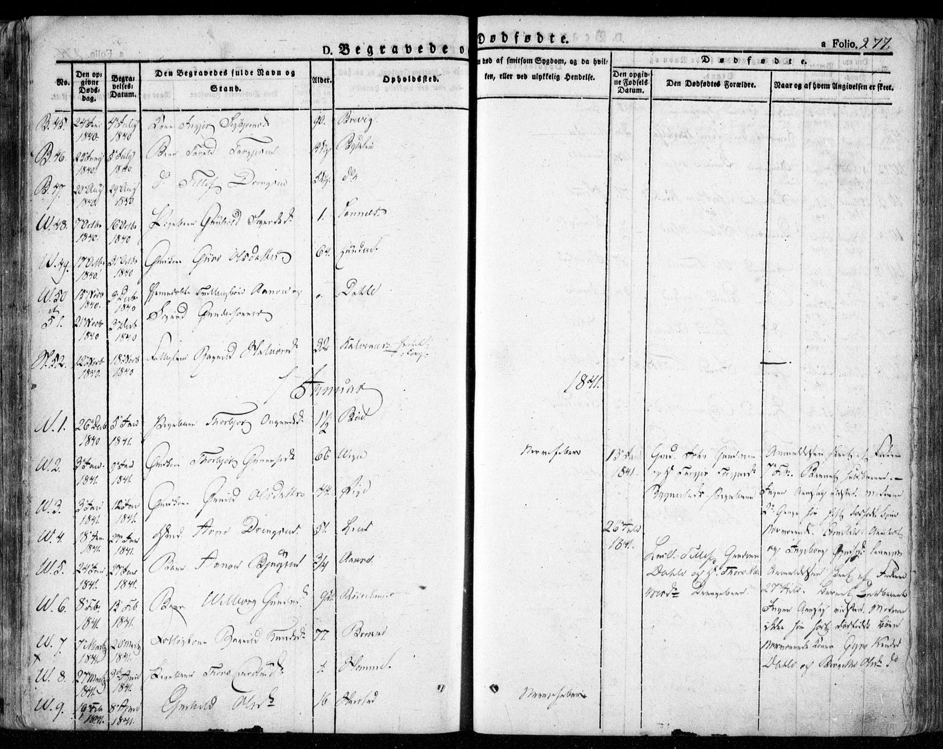 Valle sokneprestkontor, AV/SAK-1111-0044/F/Fa/Fac/L0006: Parish register (official) no. A 6, 1831-1853, p. 277