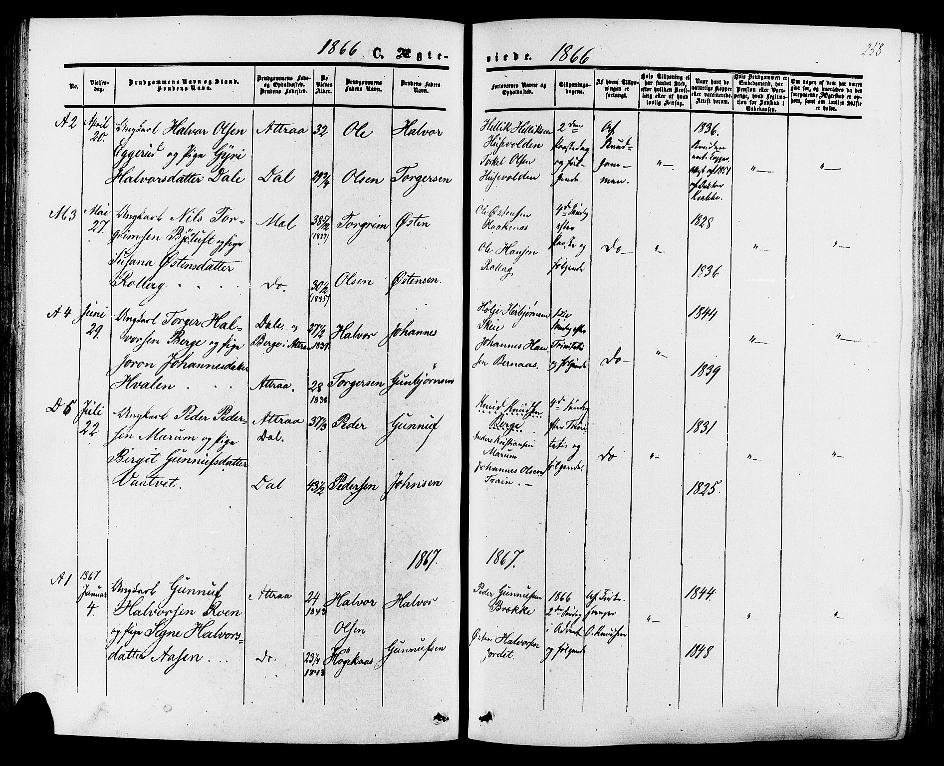 Tinn kirkebøker, SAKO/A-308/F/Fa/L0006: Parish register (official) no. I 6, 1857-1878, p. 258