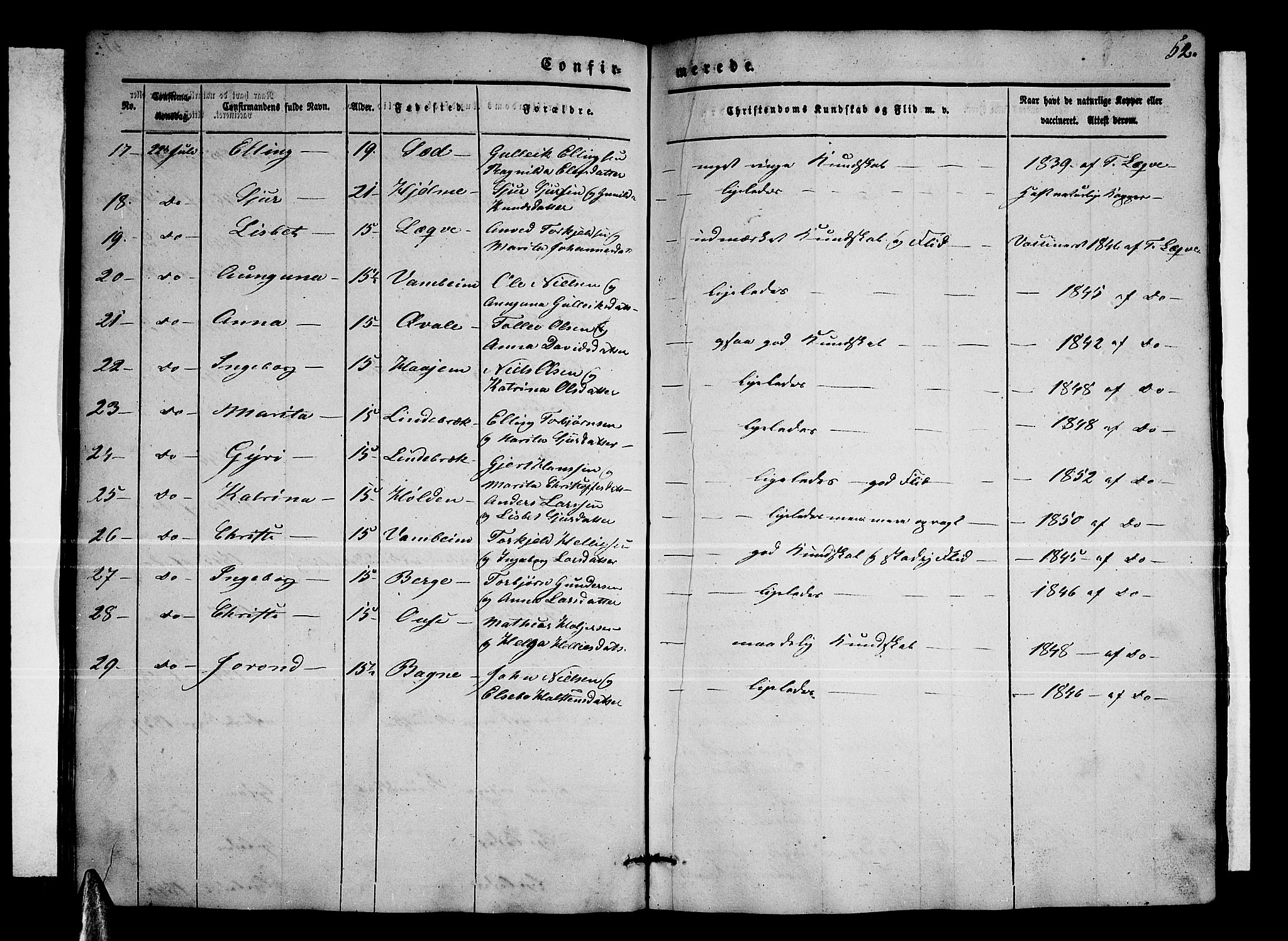 Ulvik sokneprestembete, SAB/A-78801/H/Hab: Parish register (copy) no. A 1, 1855-1868, p. 52