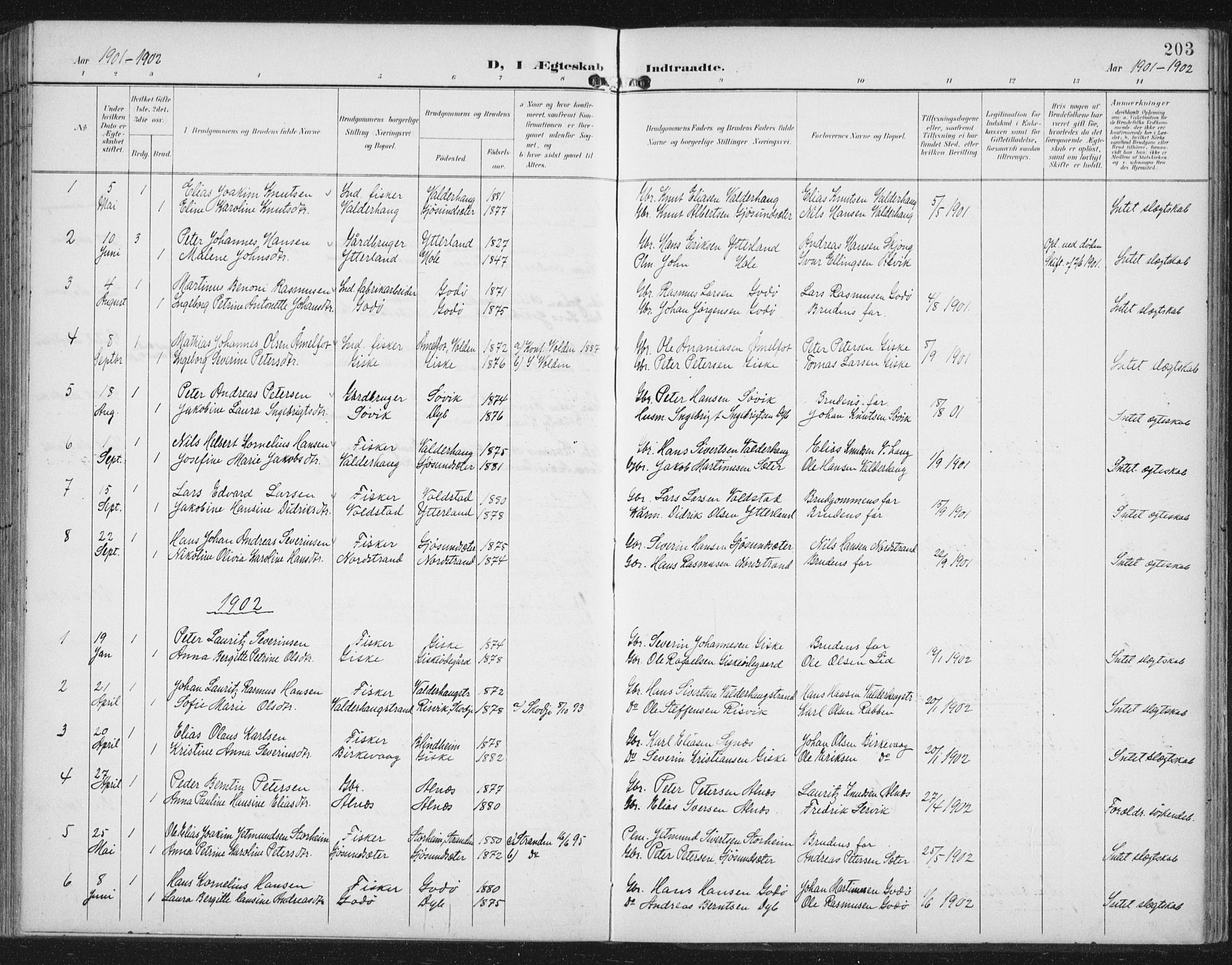 Ministerialprotokoller, klokkerbøker og fødselsregistre - Møre og Romsdal, AV/SAT-A-1454/534/L0489: Parish register (copy) no. 534C01, 1899-1941, p. 203