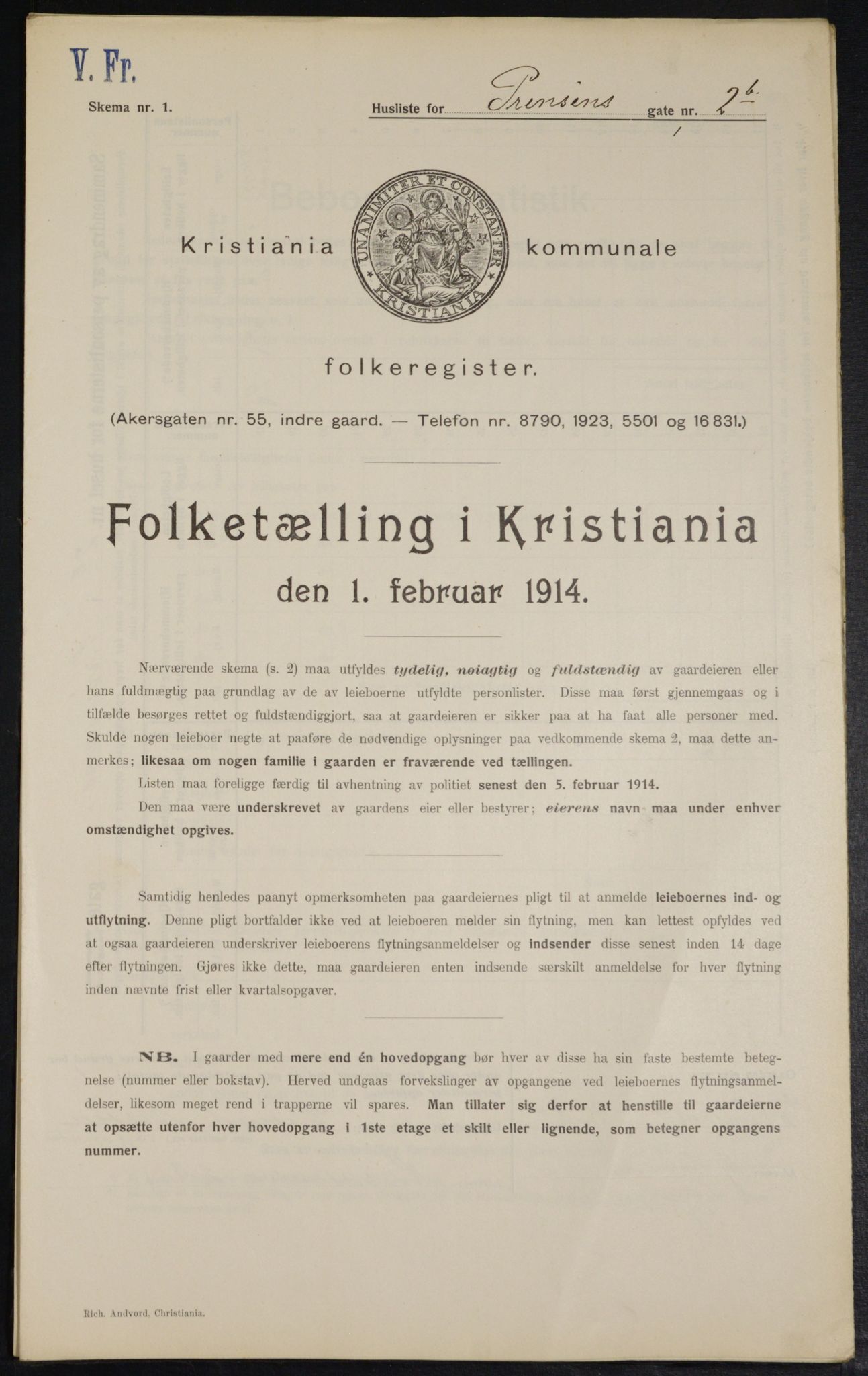 OBA, Municipal Census 1914 for Kristiania, 1914, p. 81253