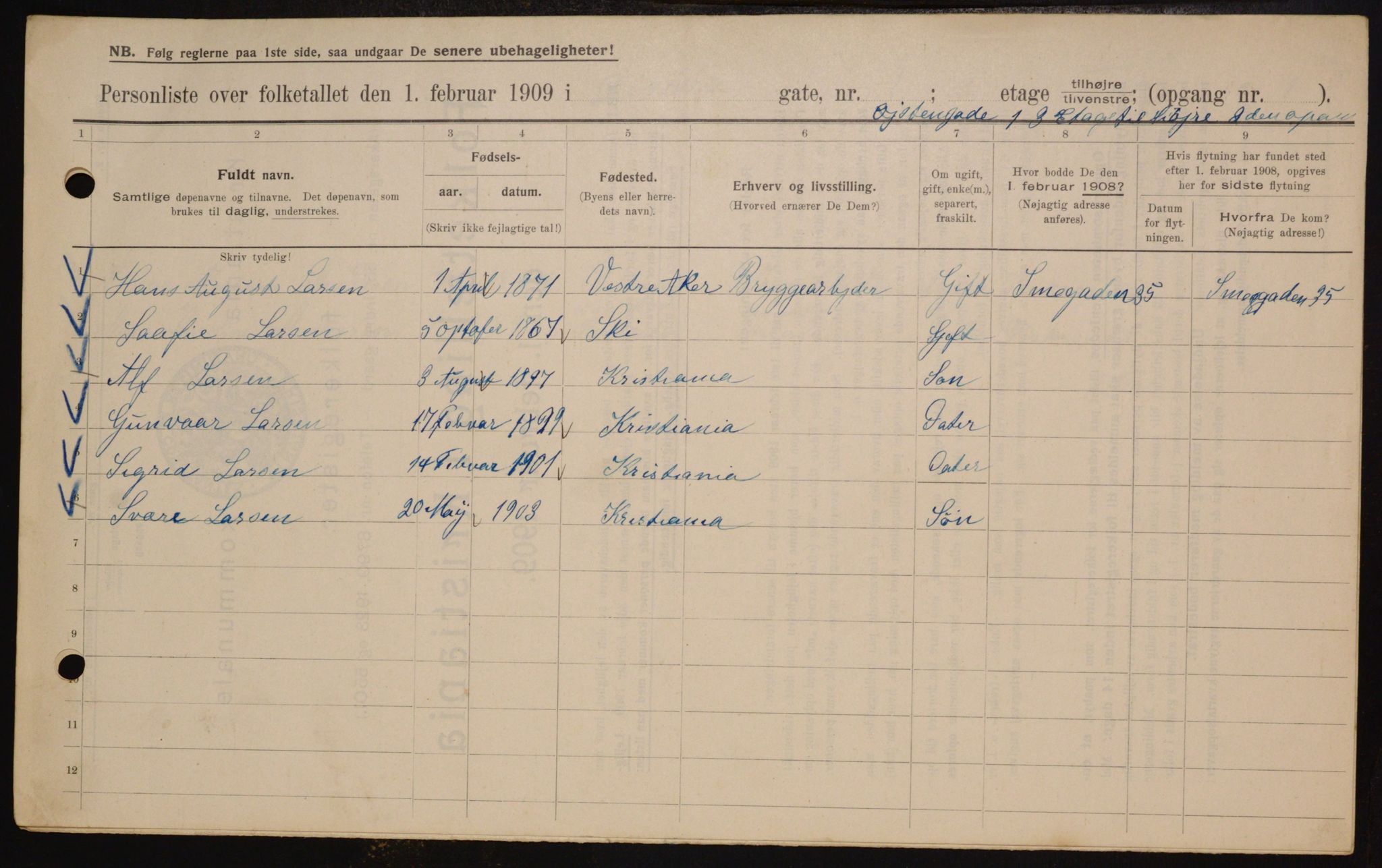 OBA, Municipal Census 1909 for Kristiania, 1909, p. 29538