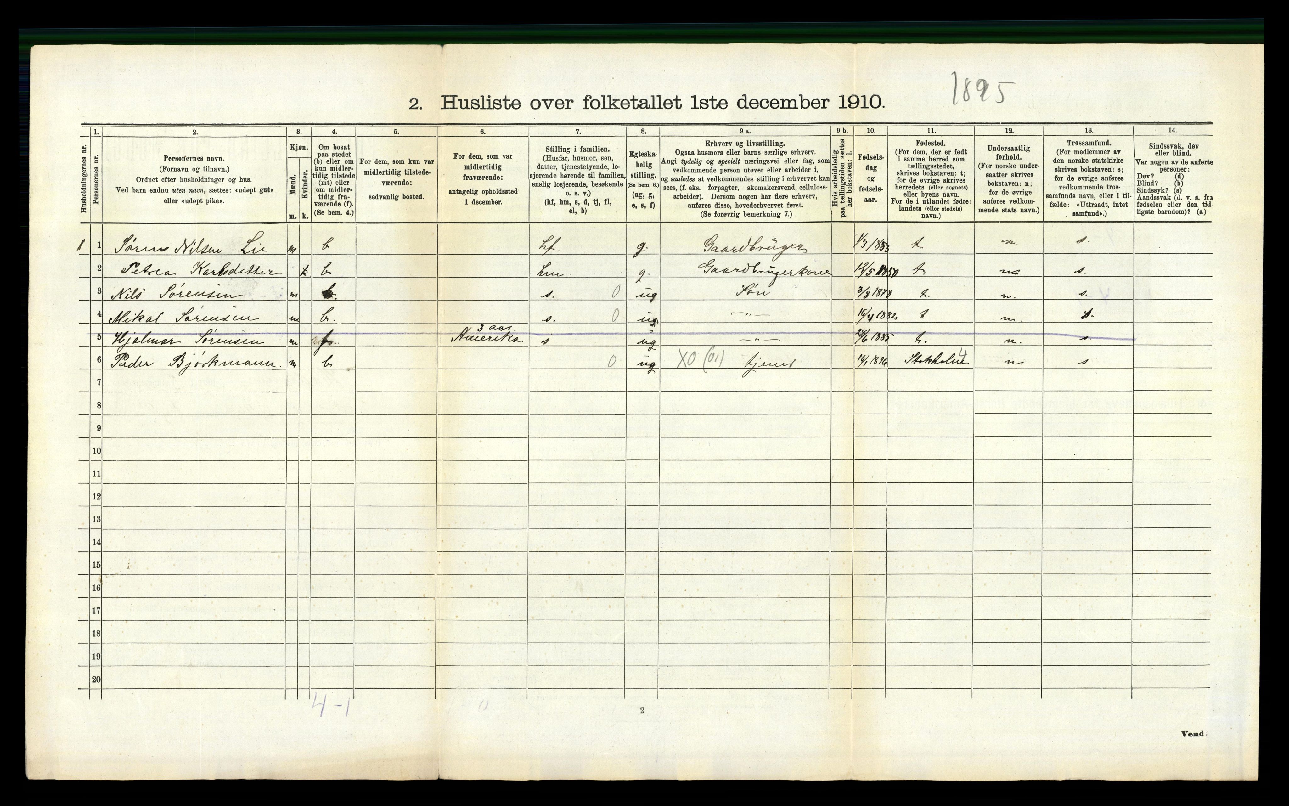 RA, 1910 census for Hedrum, 1910, p. 695