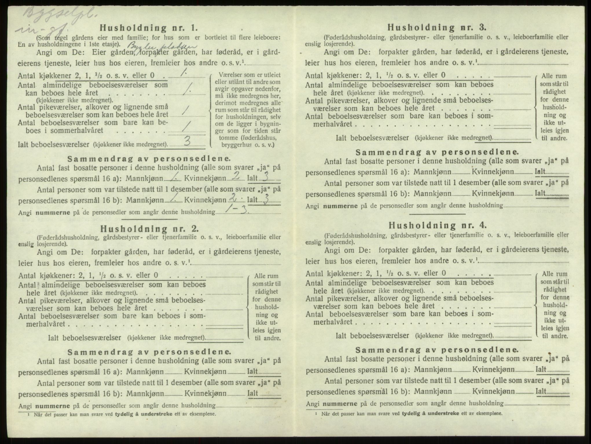 SAB, 1920 census for Innvik, 1920, p. 309