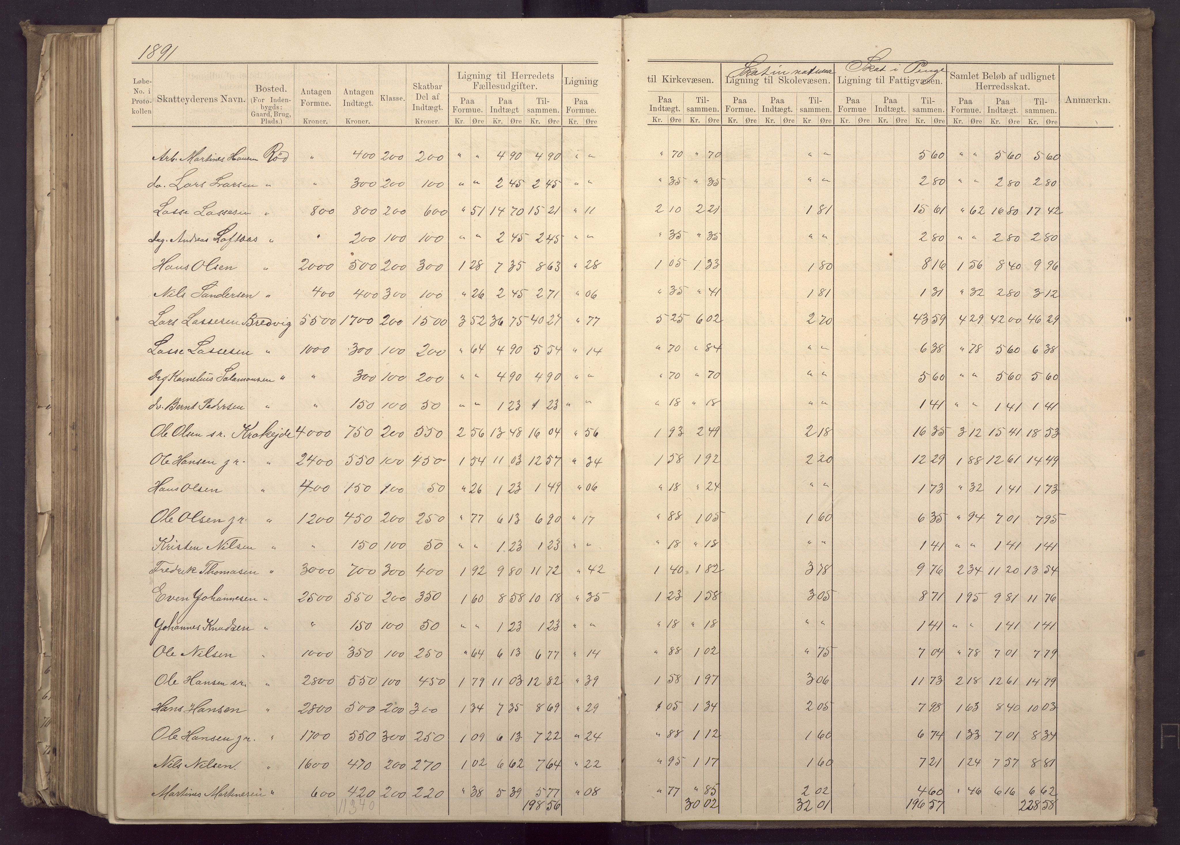 Fana kommune. Herredskassereren, BBA/A-0504/J/Jc/L0003: Ligningsprotokoll for Fana herred;, 1883-1891, p. 389