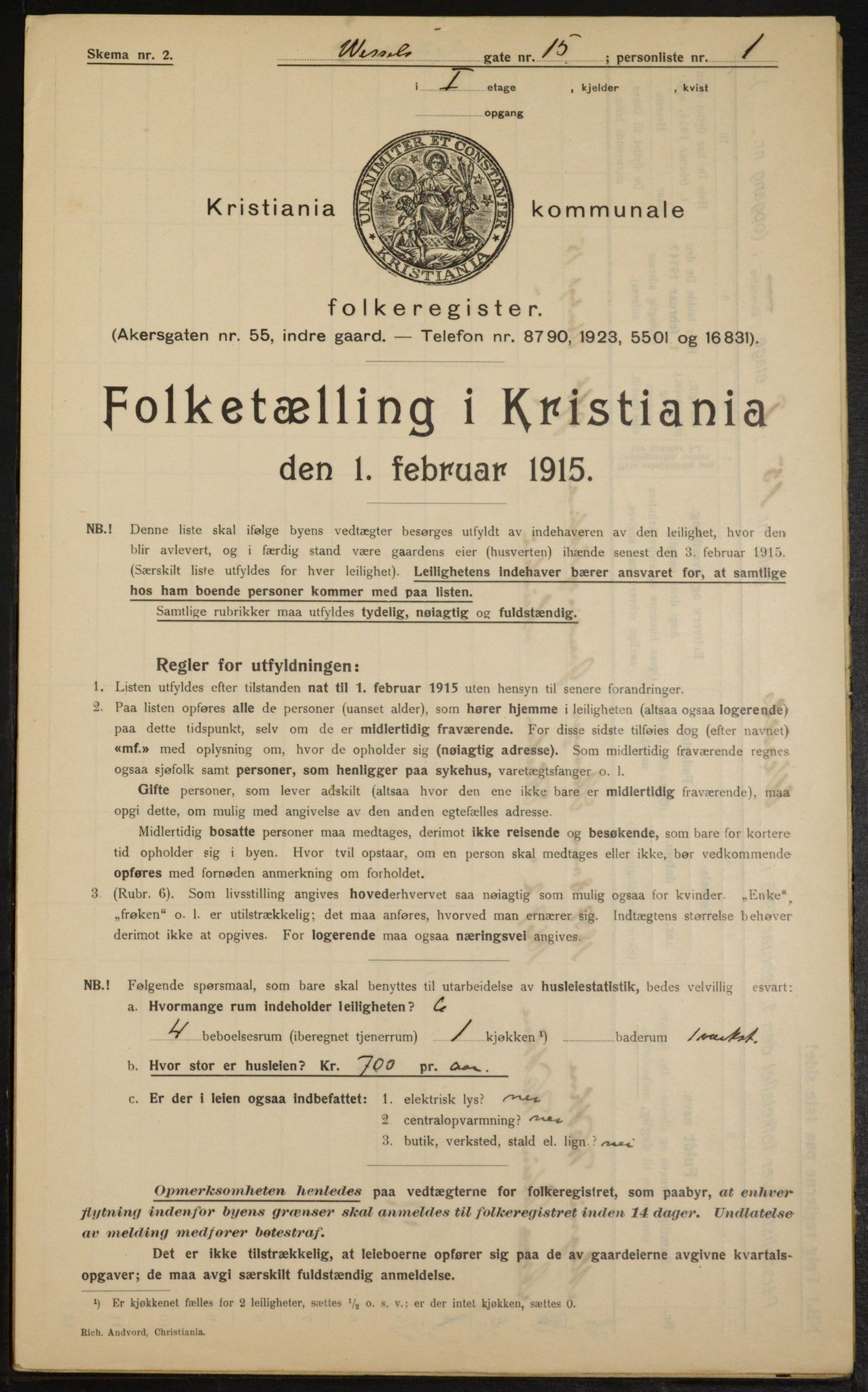 OBA, Municipal Census 1915 for Kristiania, 1915, p. 128760