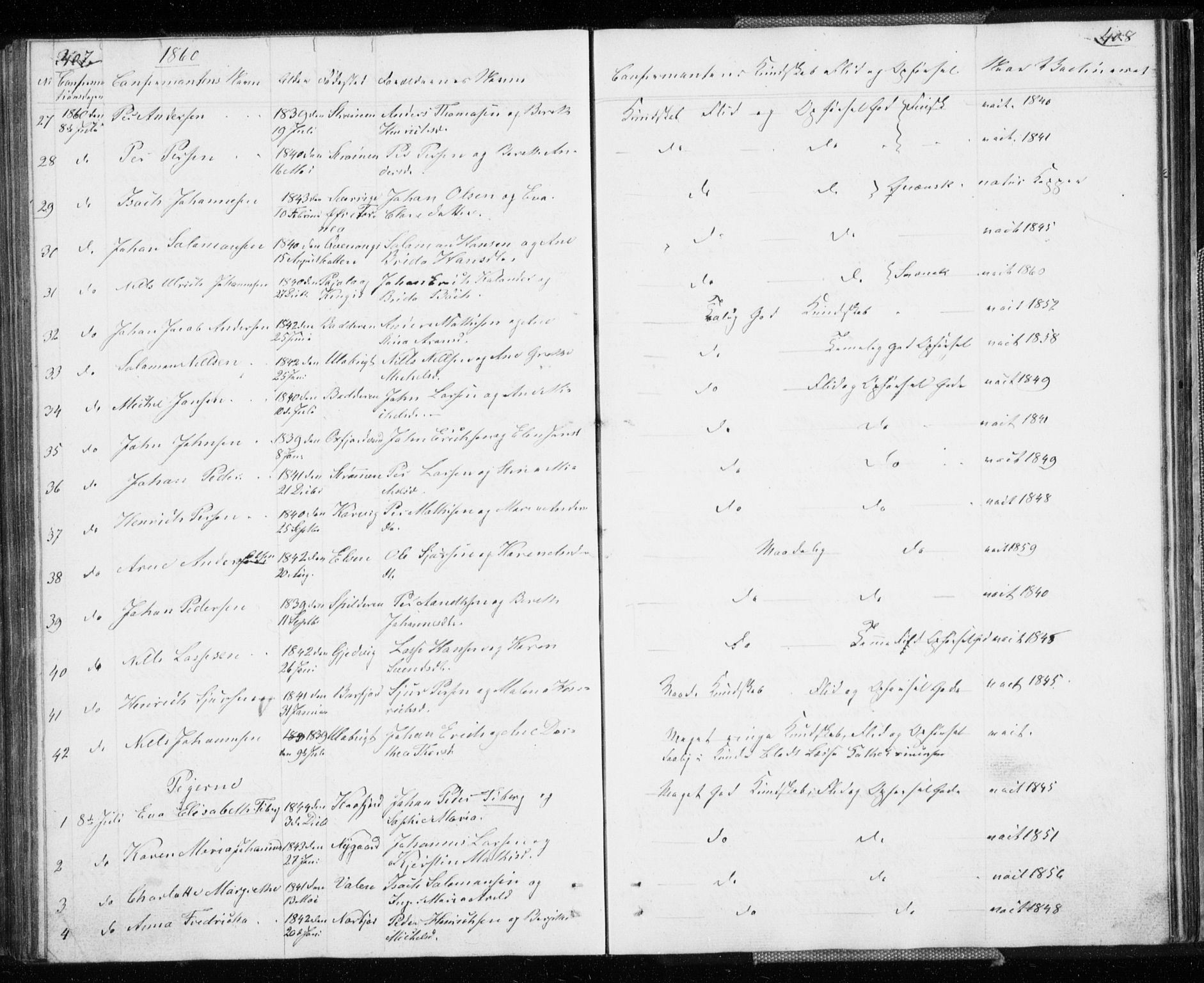 Skjervøy sokneprestkontor, SATØ/S-1300/H/Ha/Hab/L0003klokker: Parish register (copy) no. 3, 1849-1861, p. 407-408