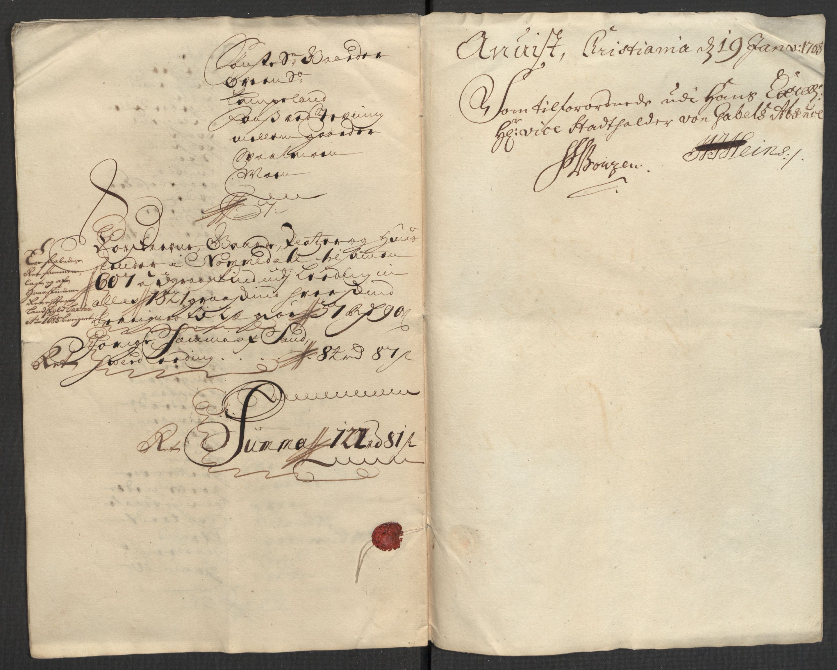 Rentekammeret inntil 1814, Reviderte regnskaper, Fogderegnskap, AV/RA-EA-4092/R24/L1584: Fogderegnskap Numedal og Sandsvær, 1707-1708, p. 28