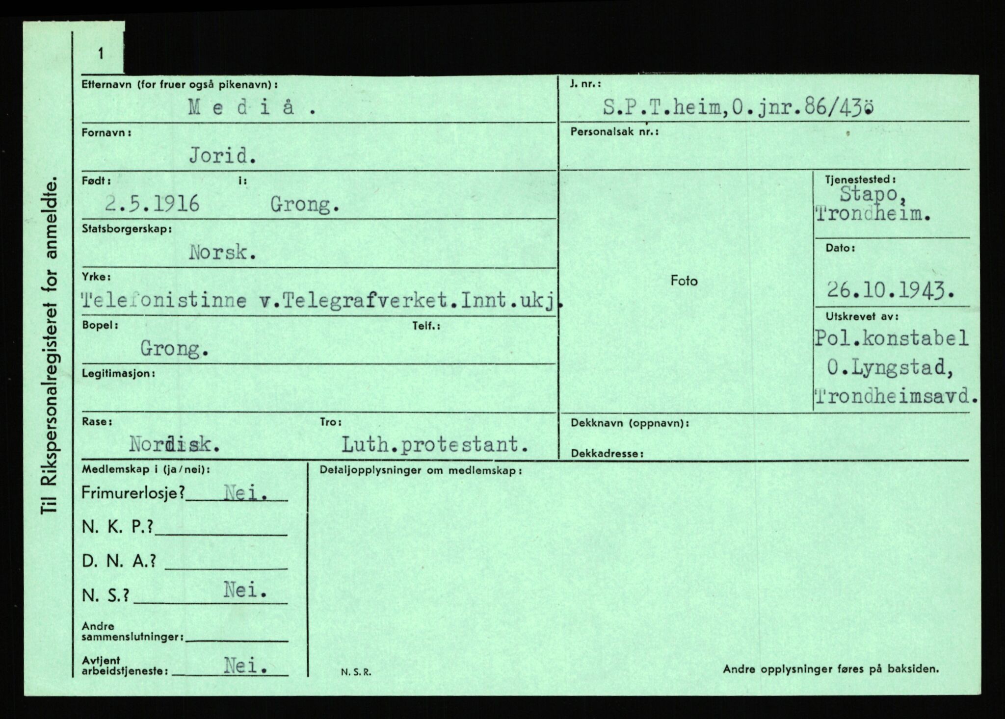 Statspolitiet - Hovedkontoret / Osloavdelingen, AV/RA-S-1329/C/Ca/L0010: Lind - Moksnes, 1943-1945, p. 3498