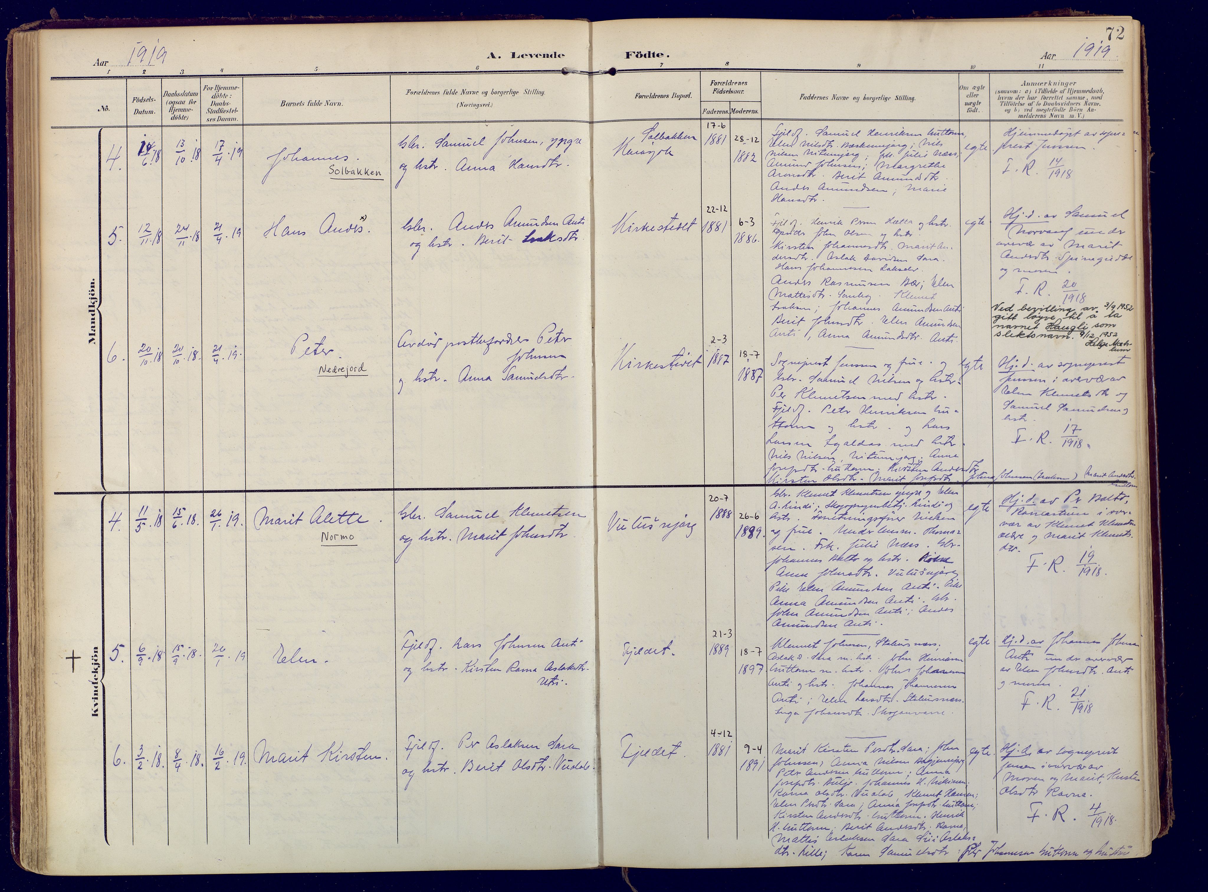 Karasjok sokneprestkontor, AV/SATØ-S-1352/H/Ha: Parish register (official) no. 3, 1907-1926, p. 72