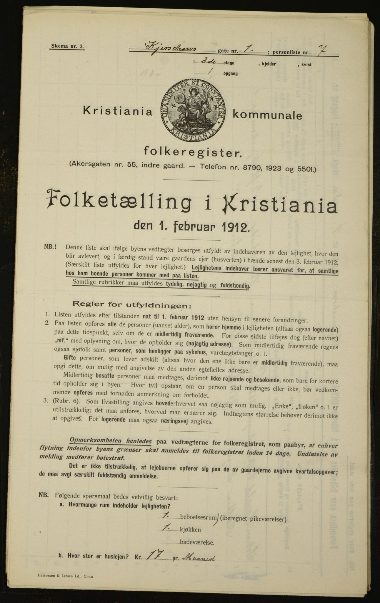 OBA, Municipal Census 1912 for Kristiania, 1912, p. 49687