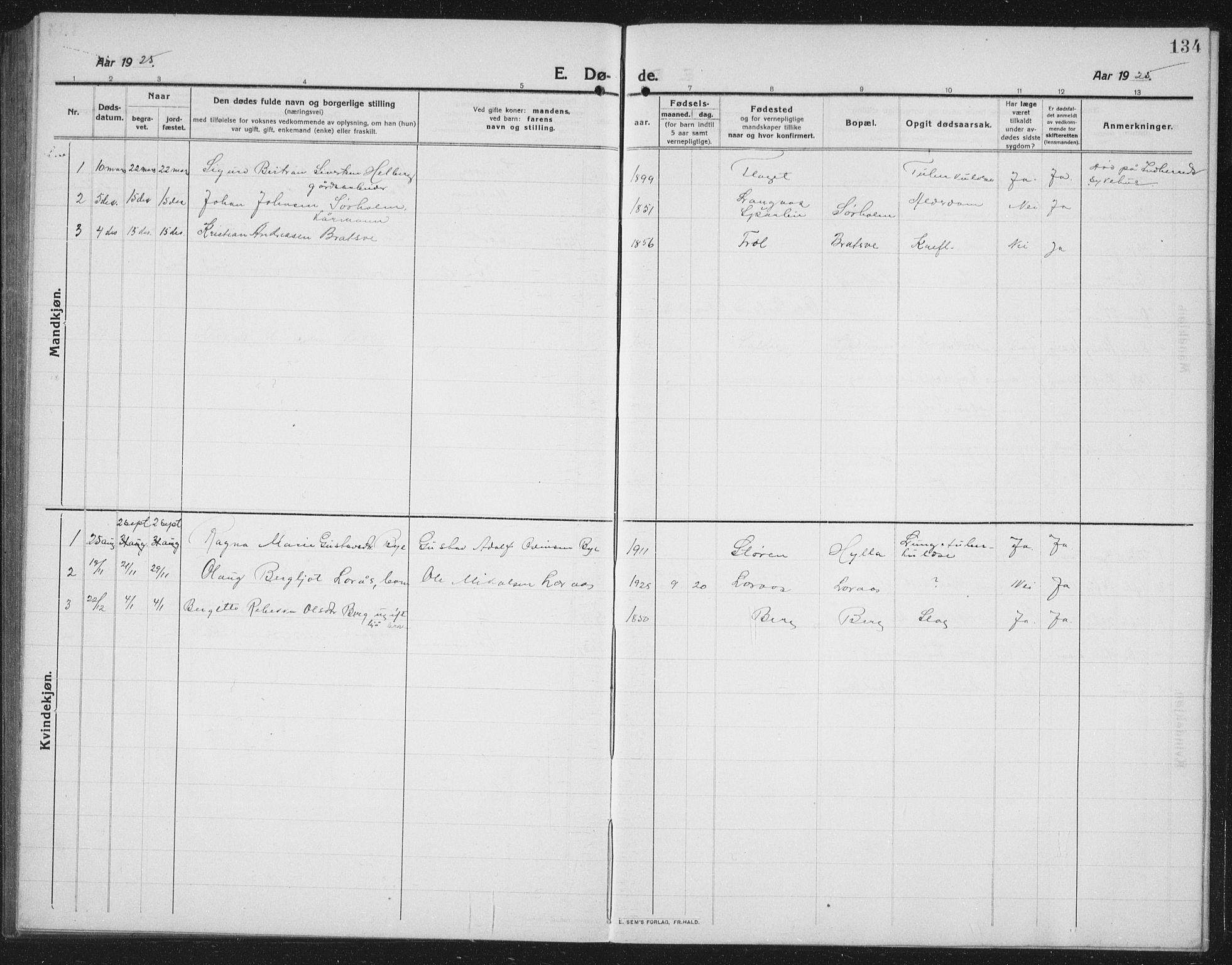 Ministerialprotokoller, klokkerbøker og fødselsregistre - Nord-Trøndelag, SAT/A-1458/731/L0312: Parish register (copy) no. 731C03, 1911-1935, p. 134