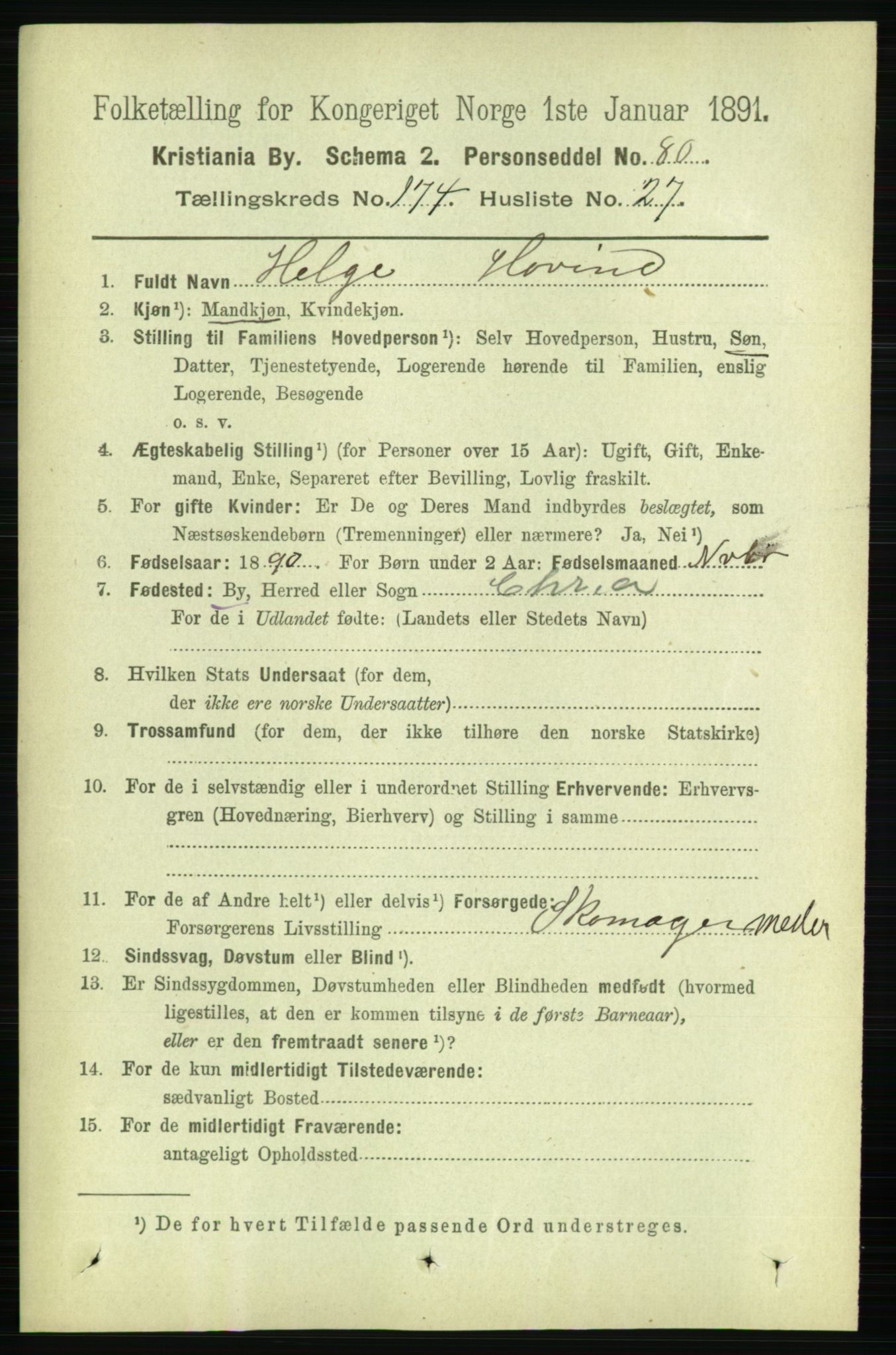RA, 1891 census for 0301 Kristiania, 1891, p. 104652