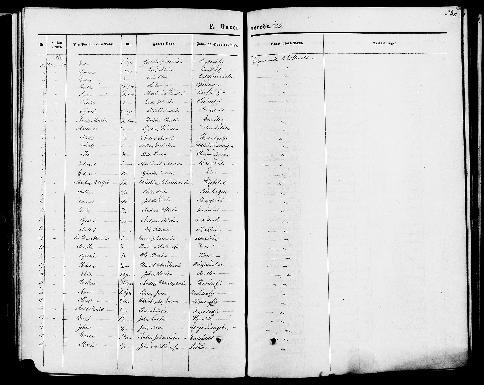Romedal prestekontor, SAH/PREST-004/K/L0006: Parish register (official) no. 6, 1866-1886, p. 330