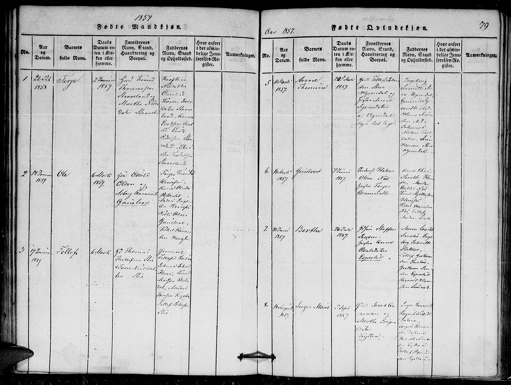 Herefoss sokneprestkontor, AV/SAK-1111-0019/F/Fa/Faa/L0001: Parish register (official) no. A 1, 1816-1860, p. 79